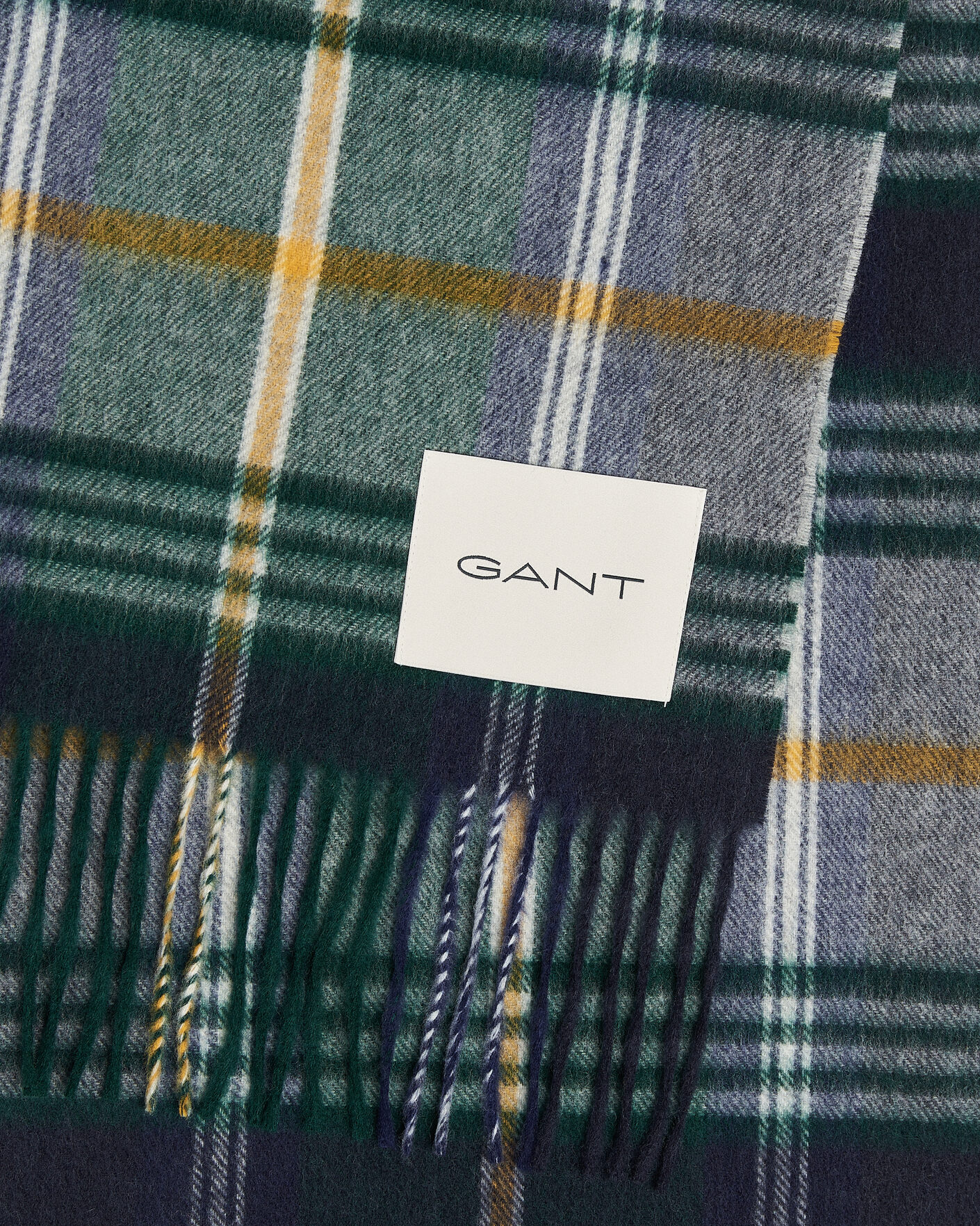 Herre | Halstørklæder | Gant | Checked Wool Scarf Marine