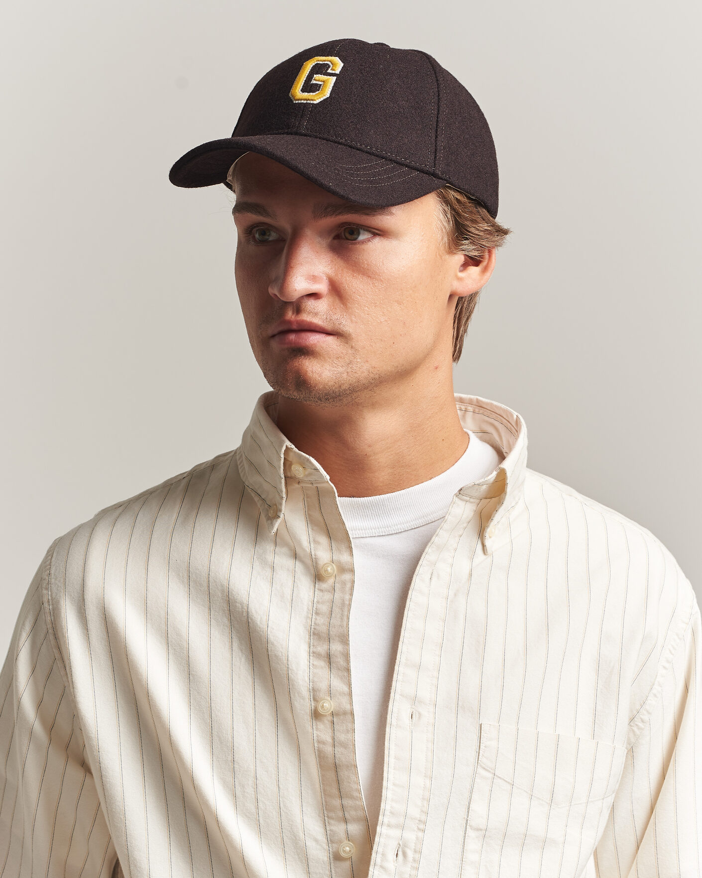Herre | Hatte & kasketter | Gant | G Badge Wool Melton Cap Charred Wood Brown