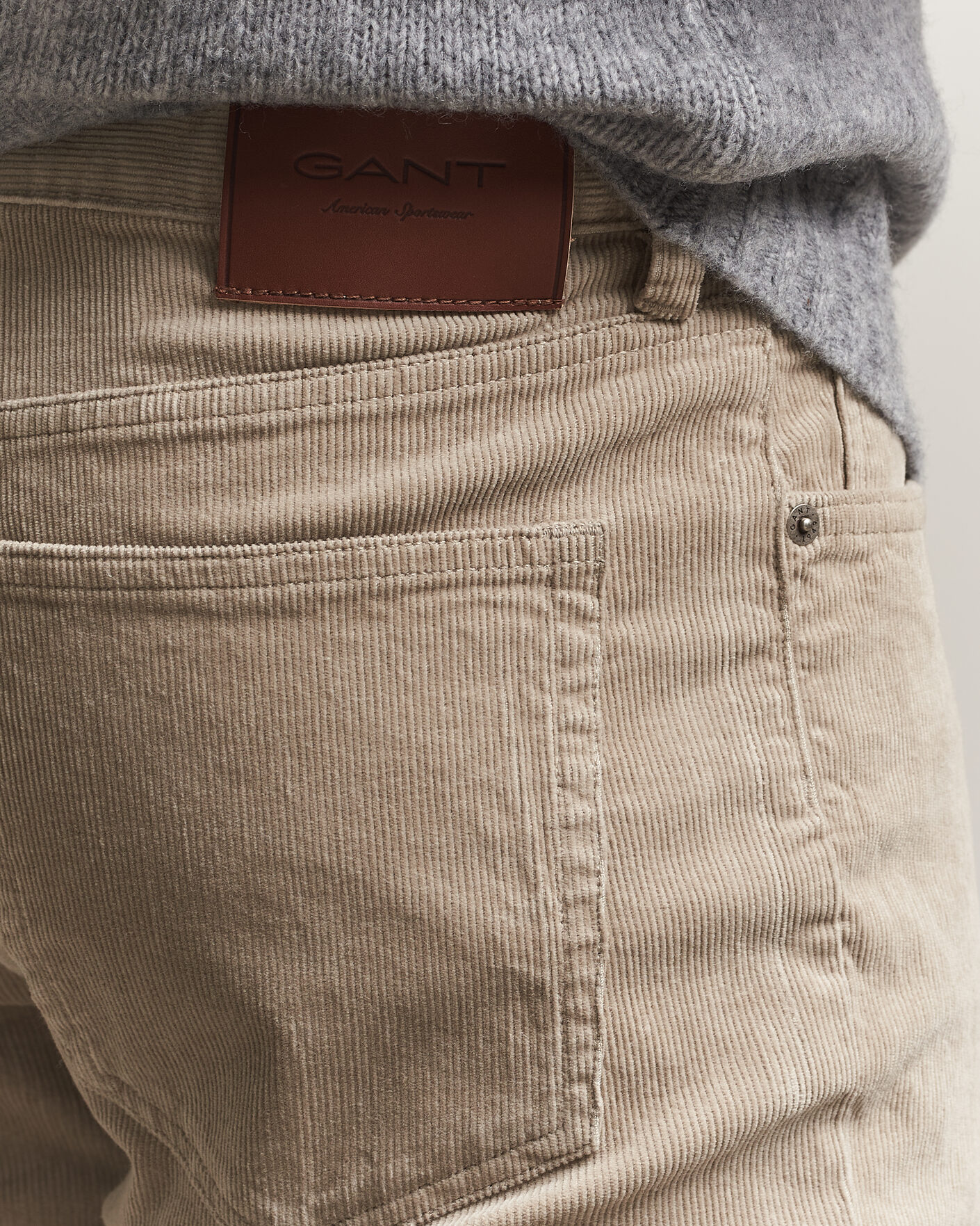 Herre | Bukser | Gant | Regular Fit Corduroy 5-Pocket Pants Mist Taupe