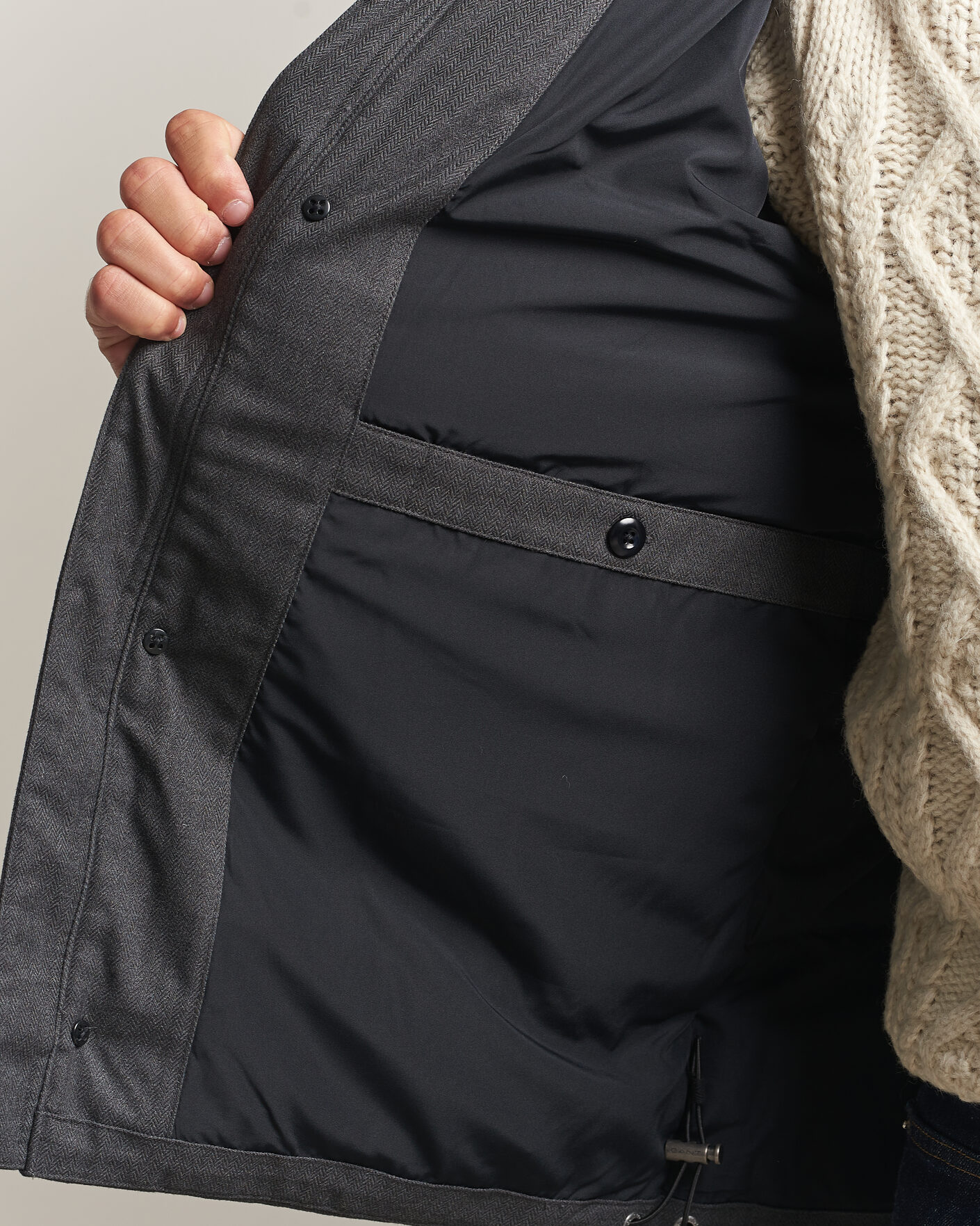 Herre | Jakker | Gant | Flannel Down Hooded Jacket Black Grey