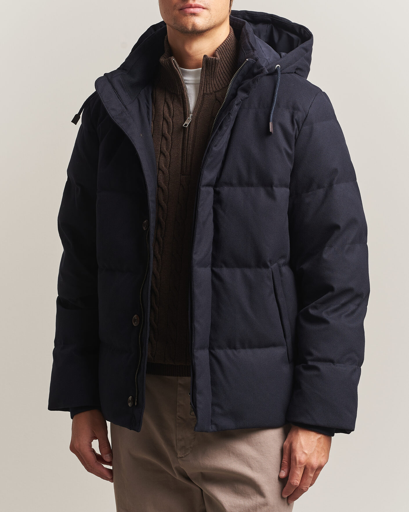 Herre | Jakker | Gant | Flannel Down Hooded Jacket Evening Blue
