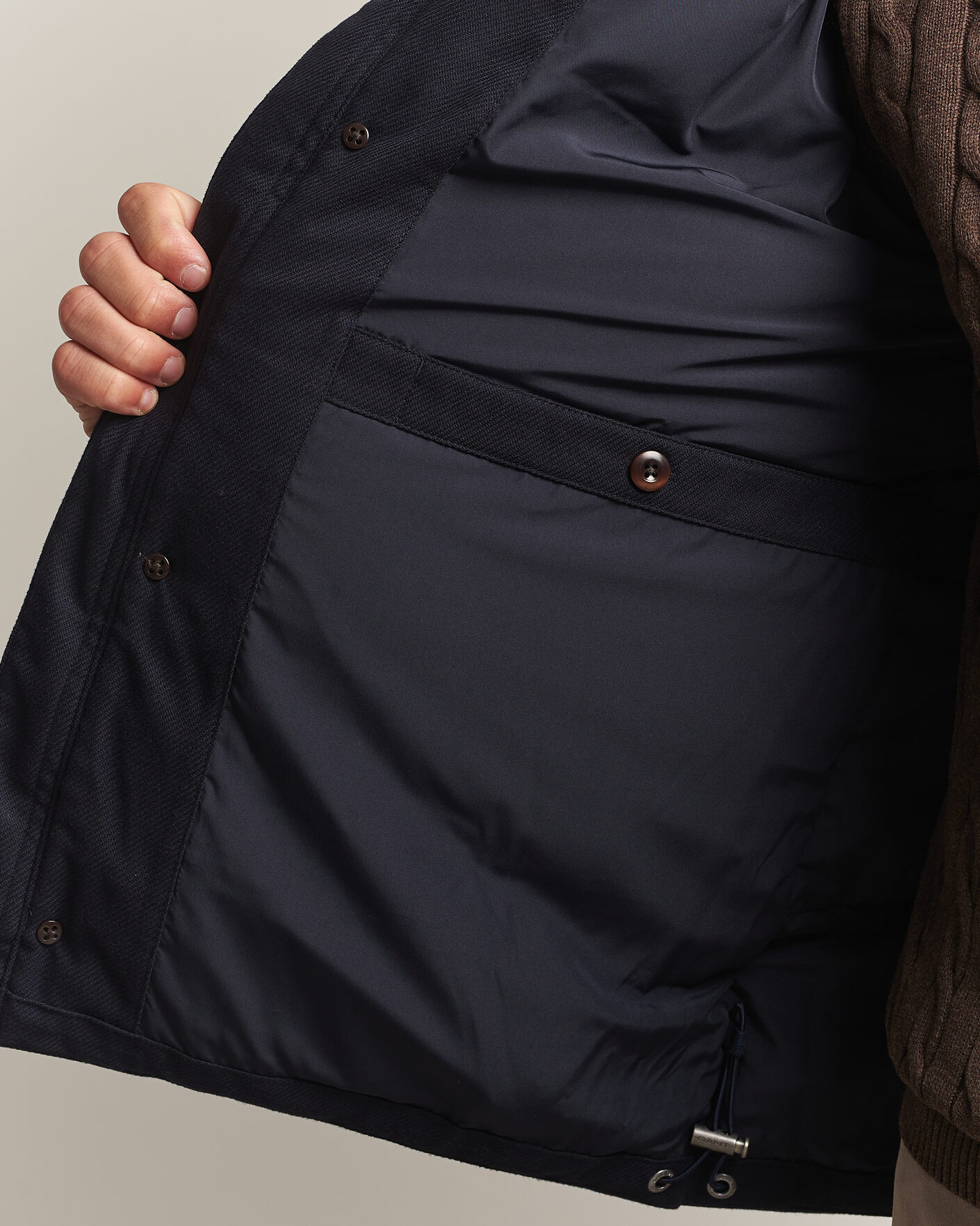 Herre | Jakker | Gant | Flannel Down Hooded Jacket Evening Blue