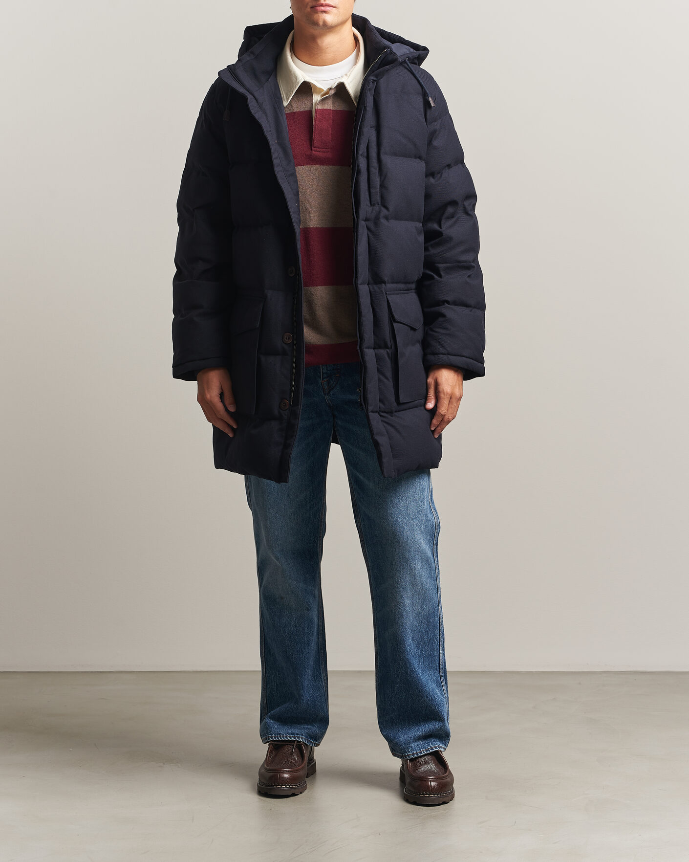 Herre | Jakker | Gant | Flannel Down Hooded Parka Evening Blue