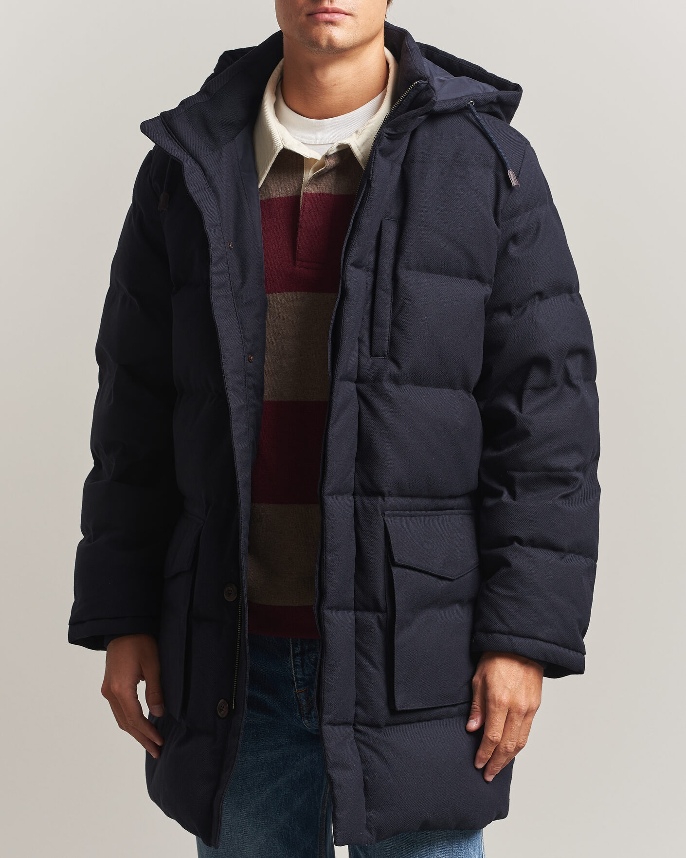 Herre | Jakker | Gant | Flannel Down Hooded Parka Evening Blue