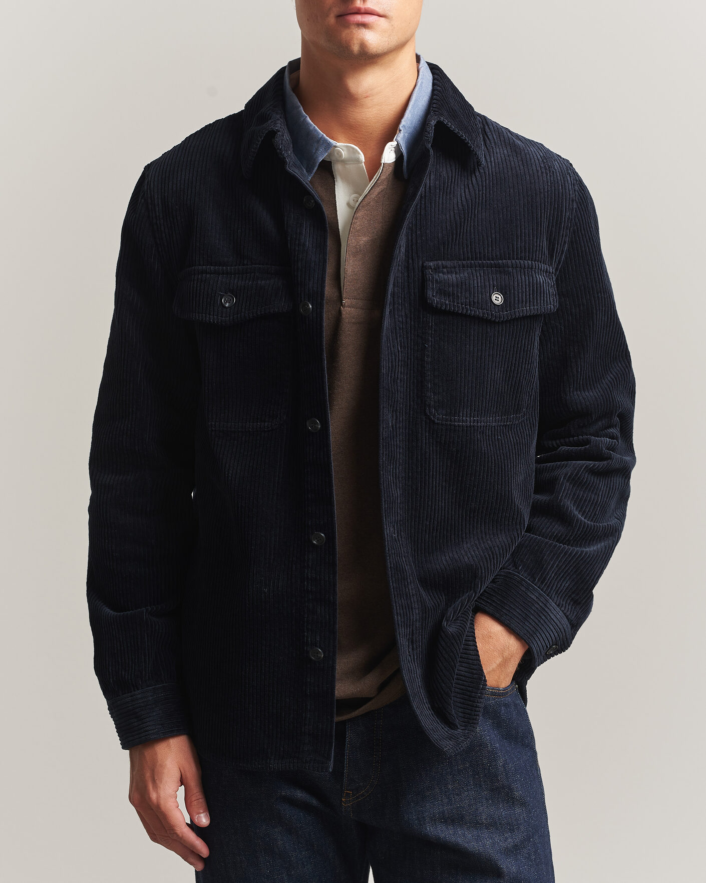 Herre | Skjorter | Gant | Regular Fit Corduroy Overshirt Evening Blue