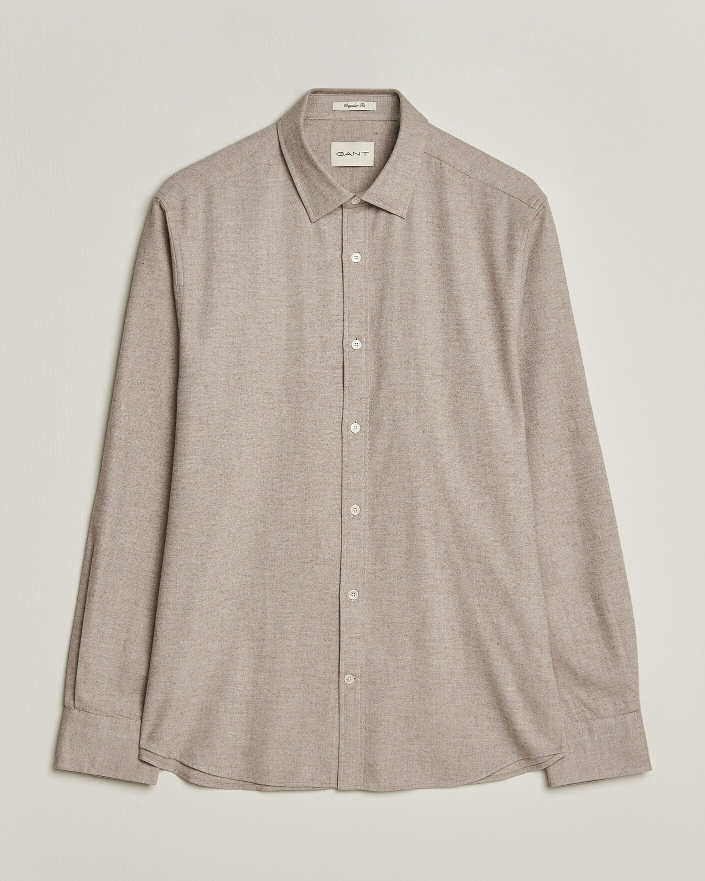 Herre | Skjorter | Gant | Regular Fit Flannel Shirt Light Brown Melange
