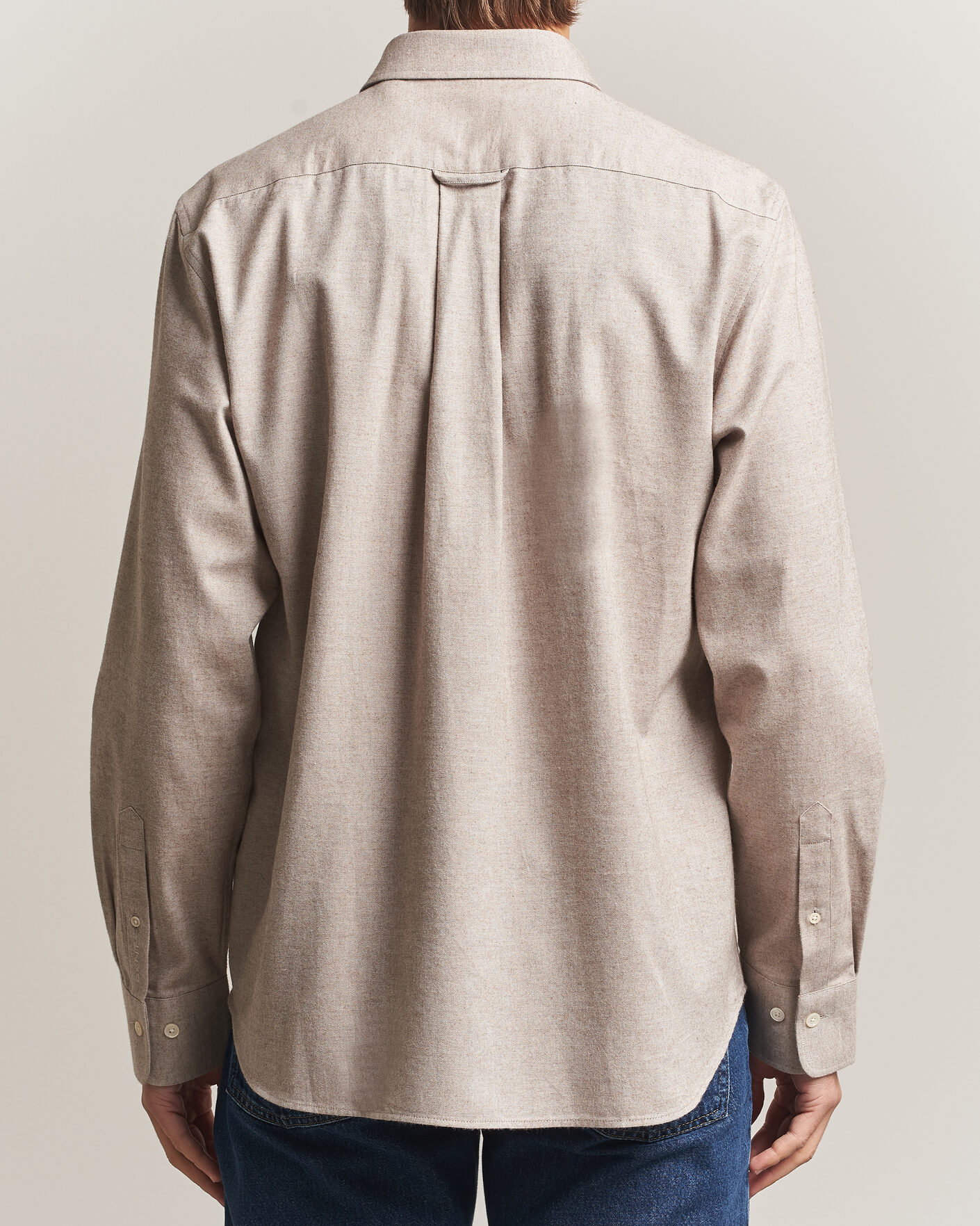 Herre | Skjorter | Gant | Regular Fit Flannel Shirt Light Brown Melange
