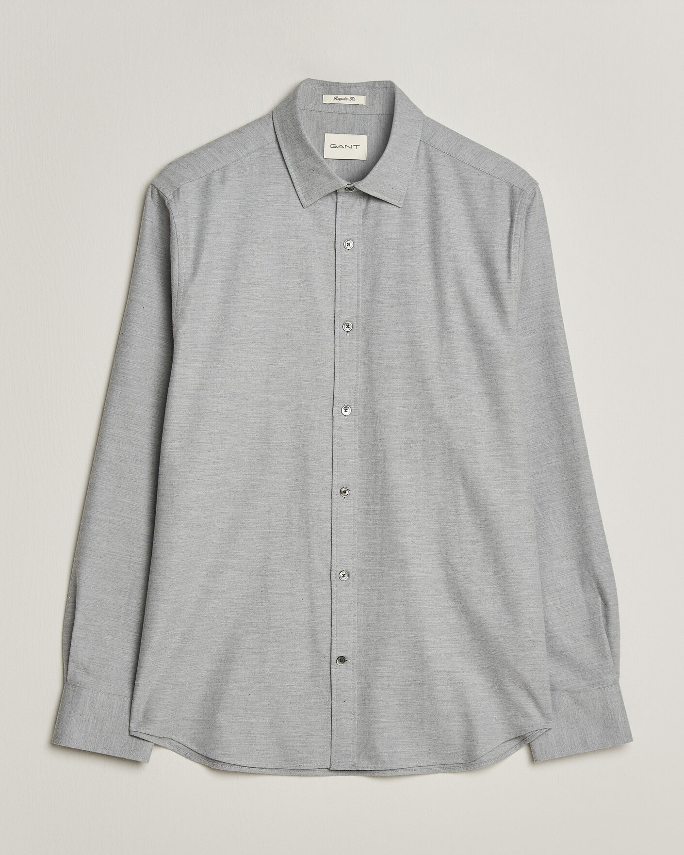 Herre | Skjorter | Gant | Regular Fit Flannel Shirt Grey Melange