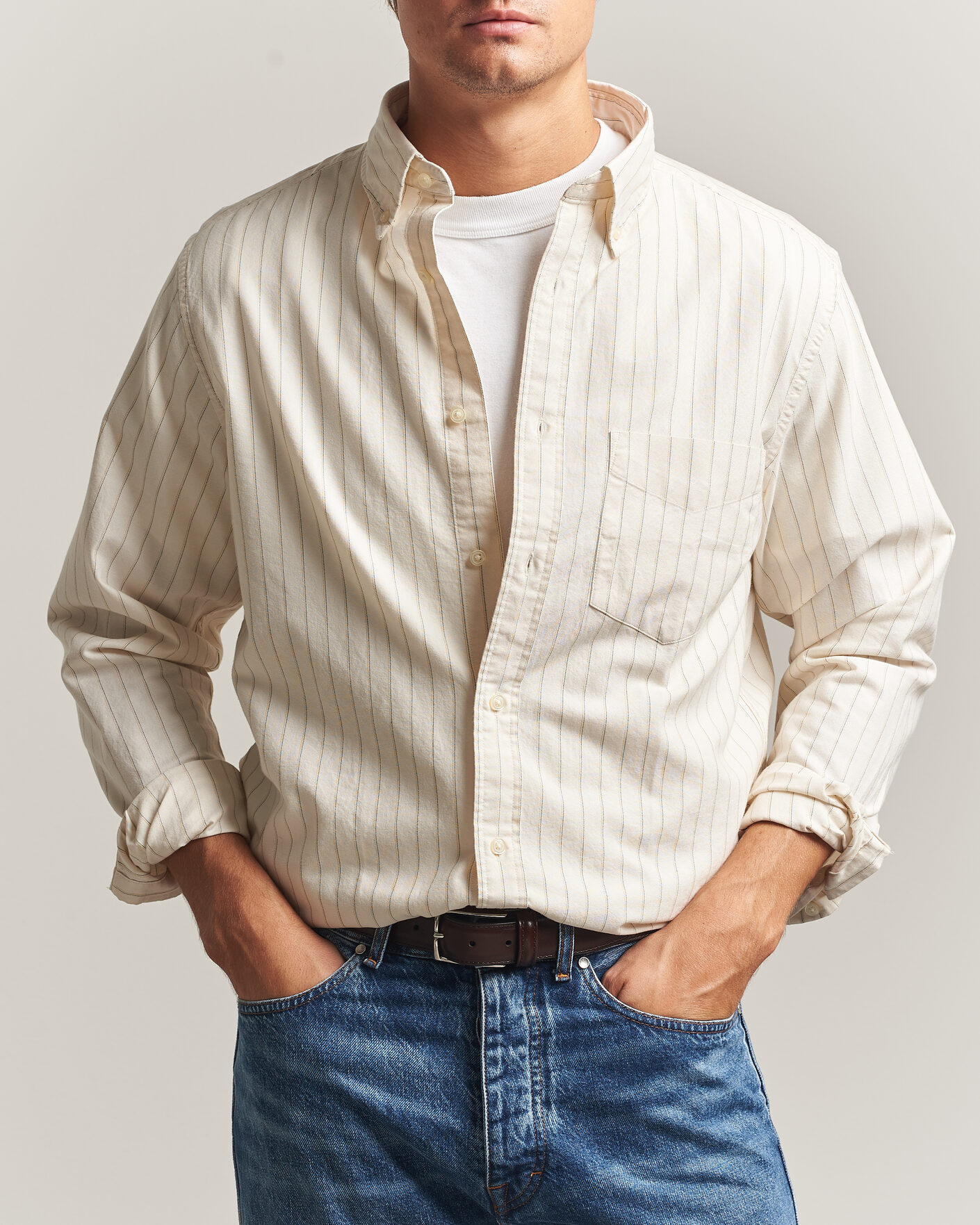 Herre | Skjorter | Gant | Regular Fit Archive Oxford Striped Shirt Cream