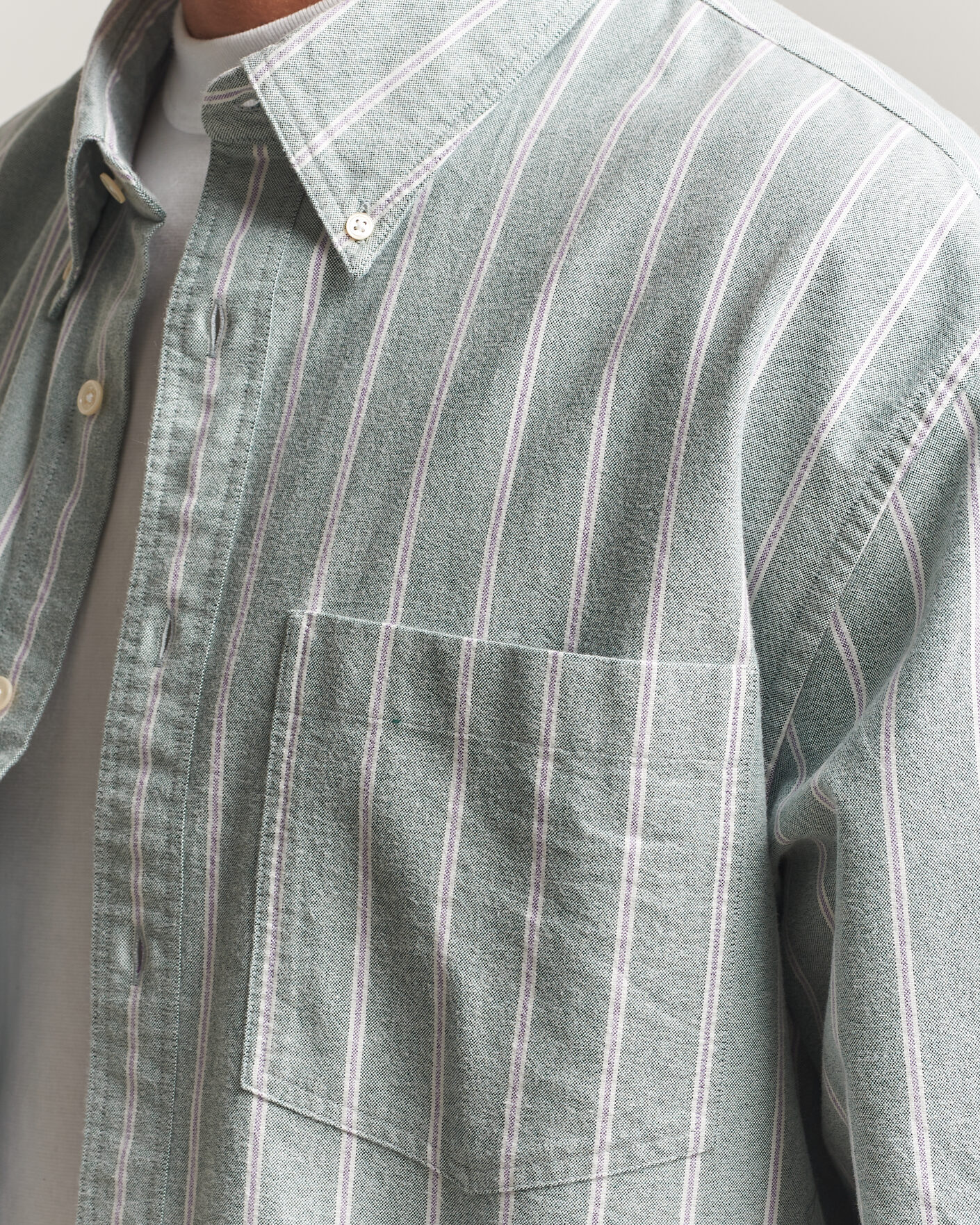 Herre | Skjorter | Gant | Relaxed Fit Brushed Oxford Striped Shirt Dark Emerald