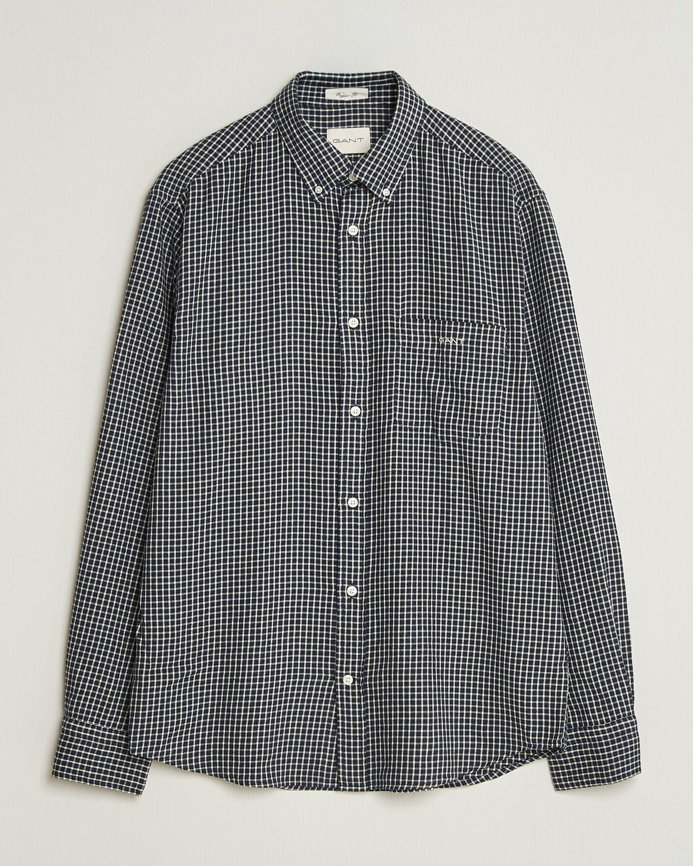 Herre | Skjorter | Gant | Regular Fit Windblown Flannel Checked Shirt Evening Blue