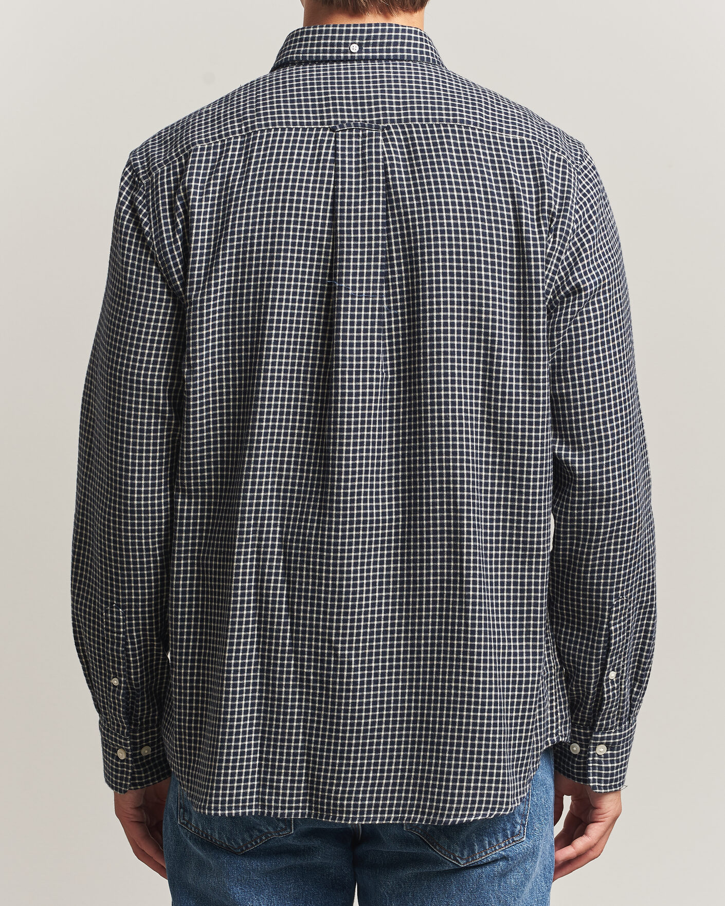 Herre | Skjorter | Gant | Regular Fit Windblown Flannel Checked Shirt Evening Blue