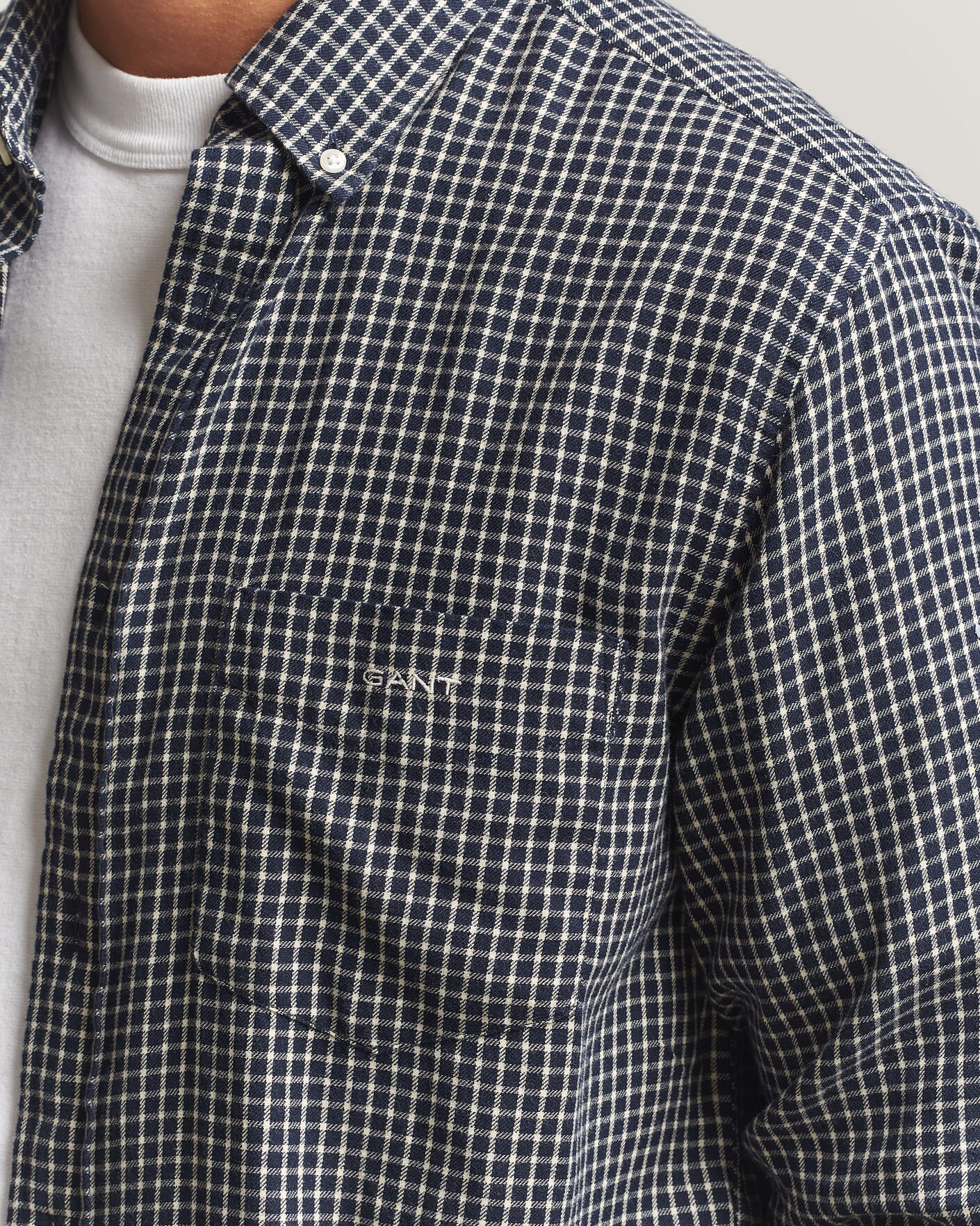 Herre | Skjorter | Gant | Regular Fit Windblown Flannel Checked Shirt Evening Blue
