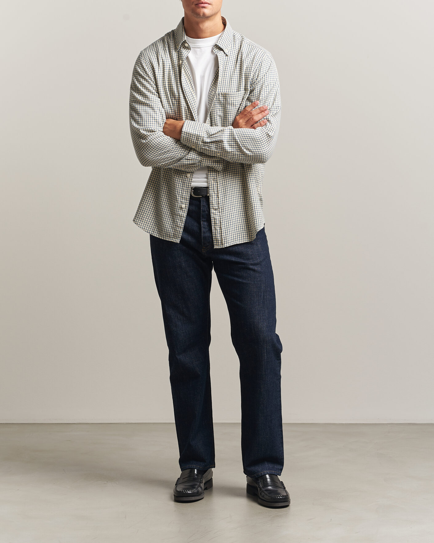 Herre | Skjorter | Gant | Regular Fit Windblown Flannel Checked Shirt Blue Horizon