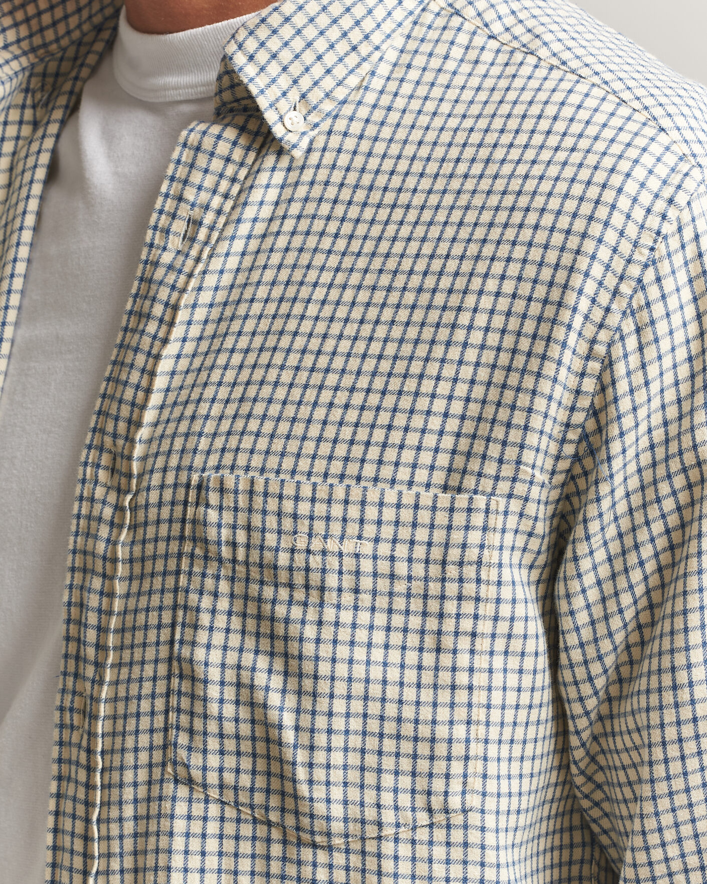 Herre | Skjorter | Gant | Regular Fit Windblown Flannel Checked Shirt Blue Horizon