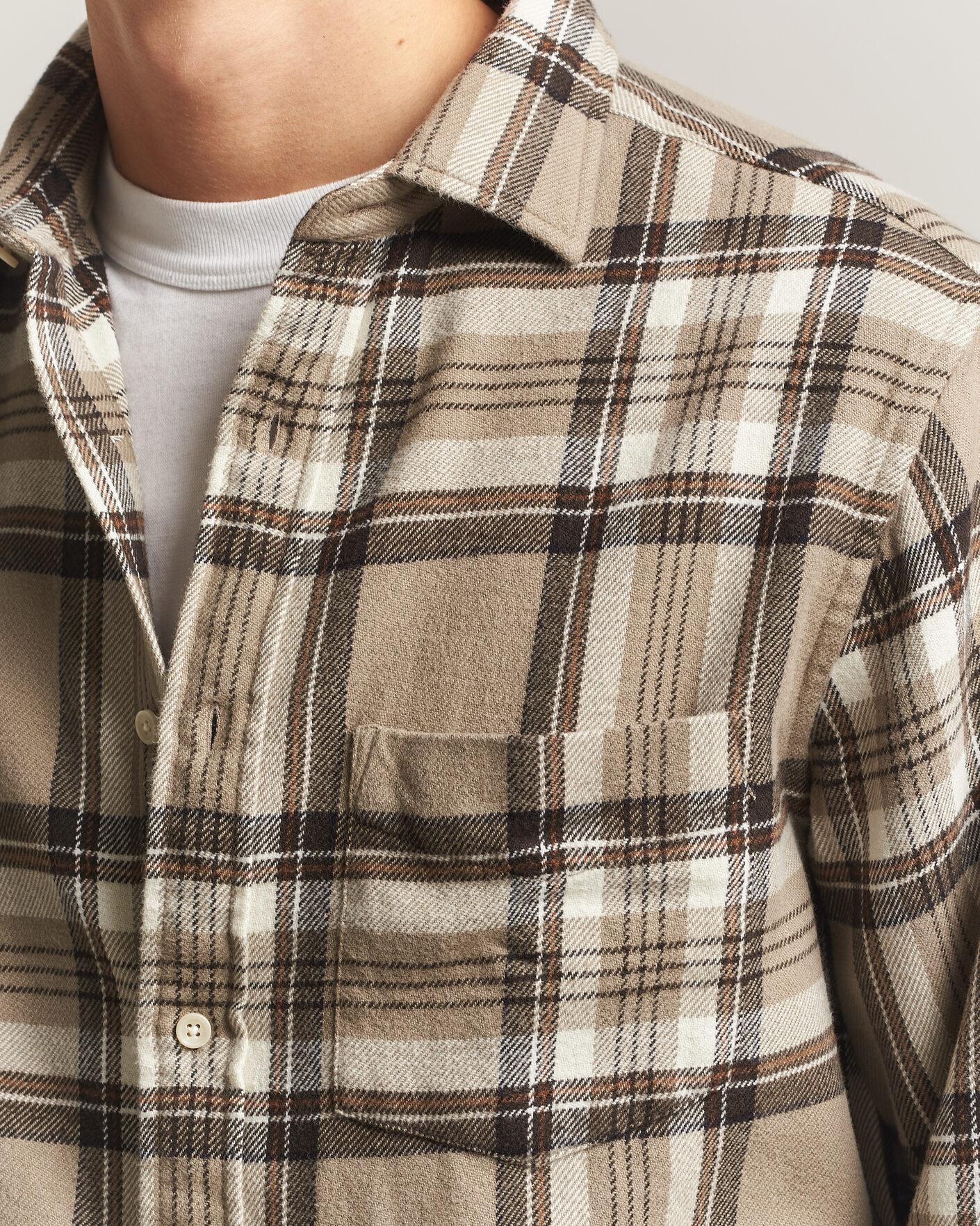 Herre | Skjorter | Gant | Regular Fit Flannel Checked Overshirt Mist Taupe
