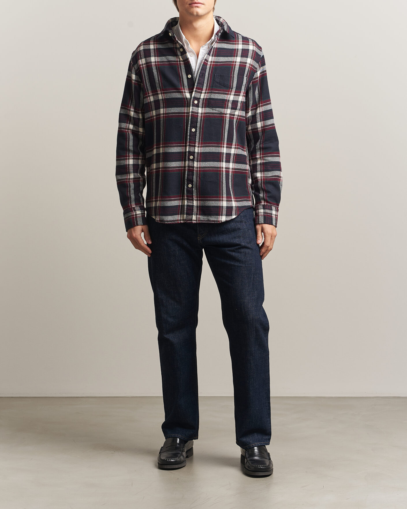 Herre | Skjorter | Gant | Regular Fit Flannel Checked Overshirt Evening Blue
