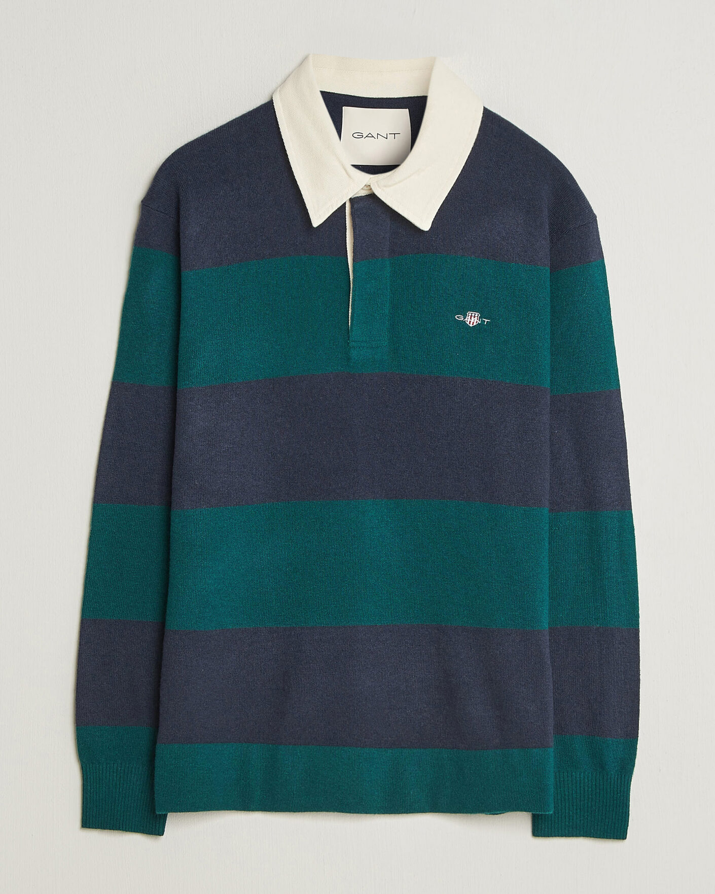 Herre | Trøjer | Gant | Lambswool Barstriped Rugger Dark Emerald