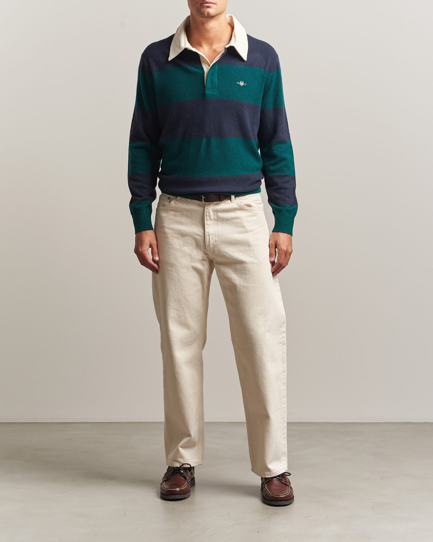Herre | Trøjer | Gant | Lambswool Barstriped Rugger Dark Emerald