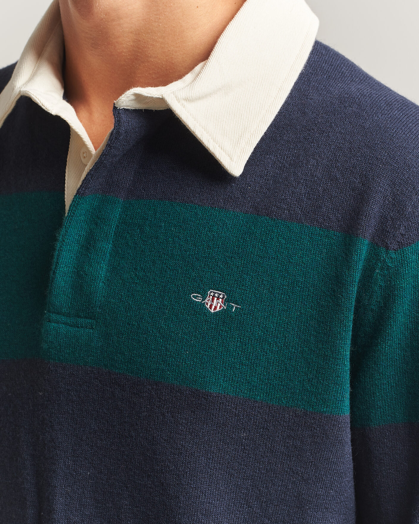 Herre | Trøjer | Gant | Lambswool Barstriped Rugger Dark Emerald