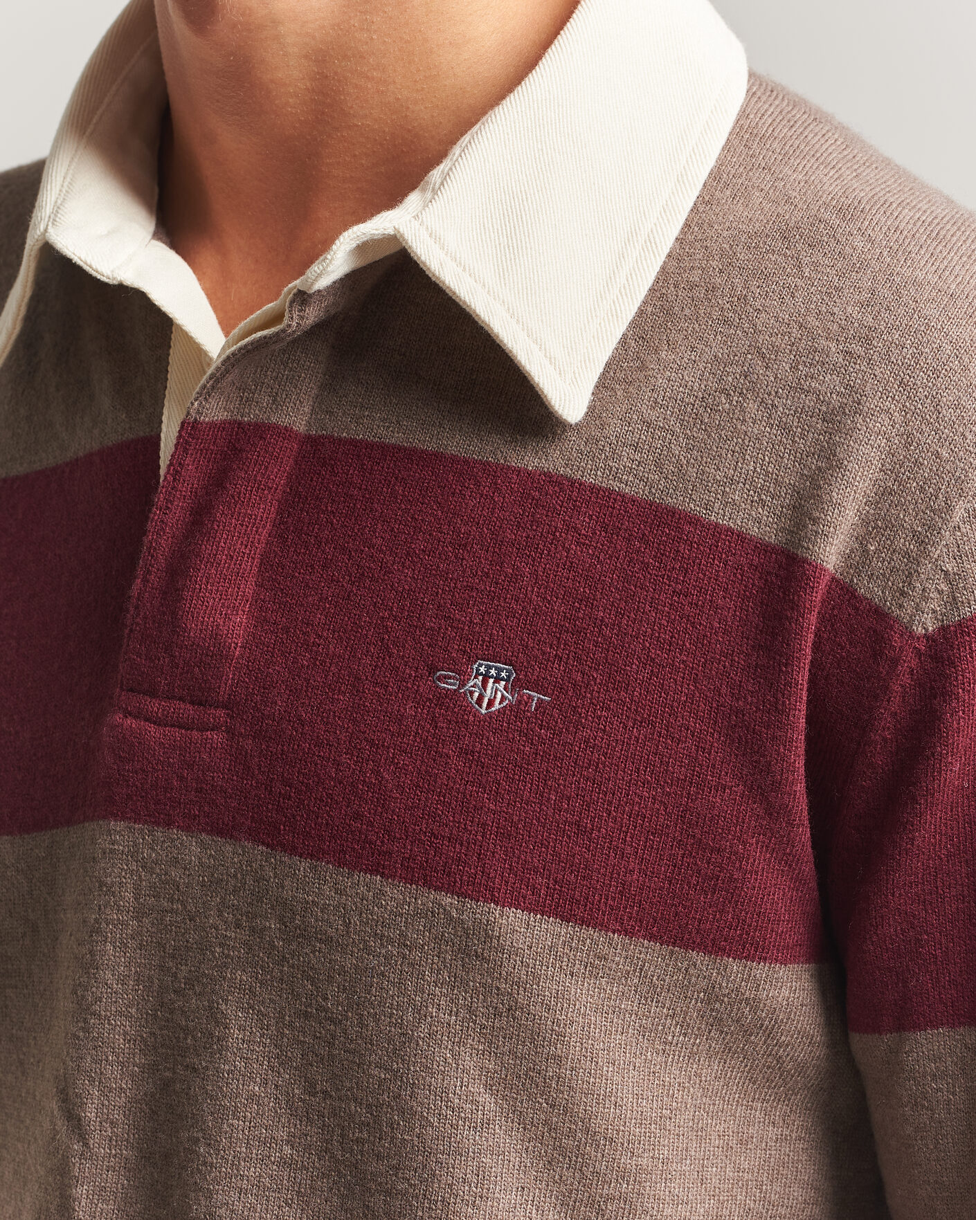 Herre | Trøjer | Gant | Lambswool Barstriped Rugger Deep Grape Wine