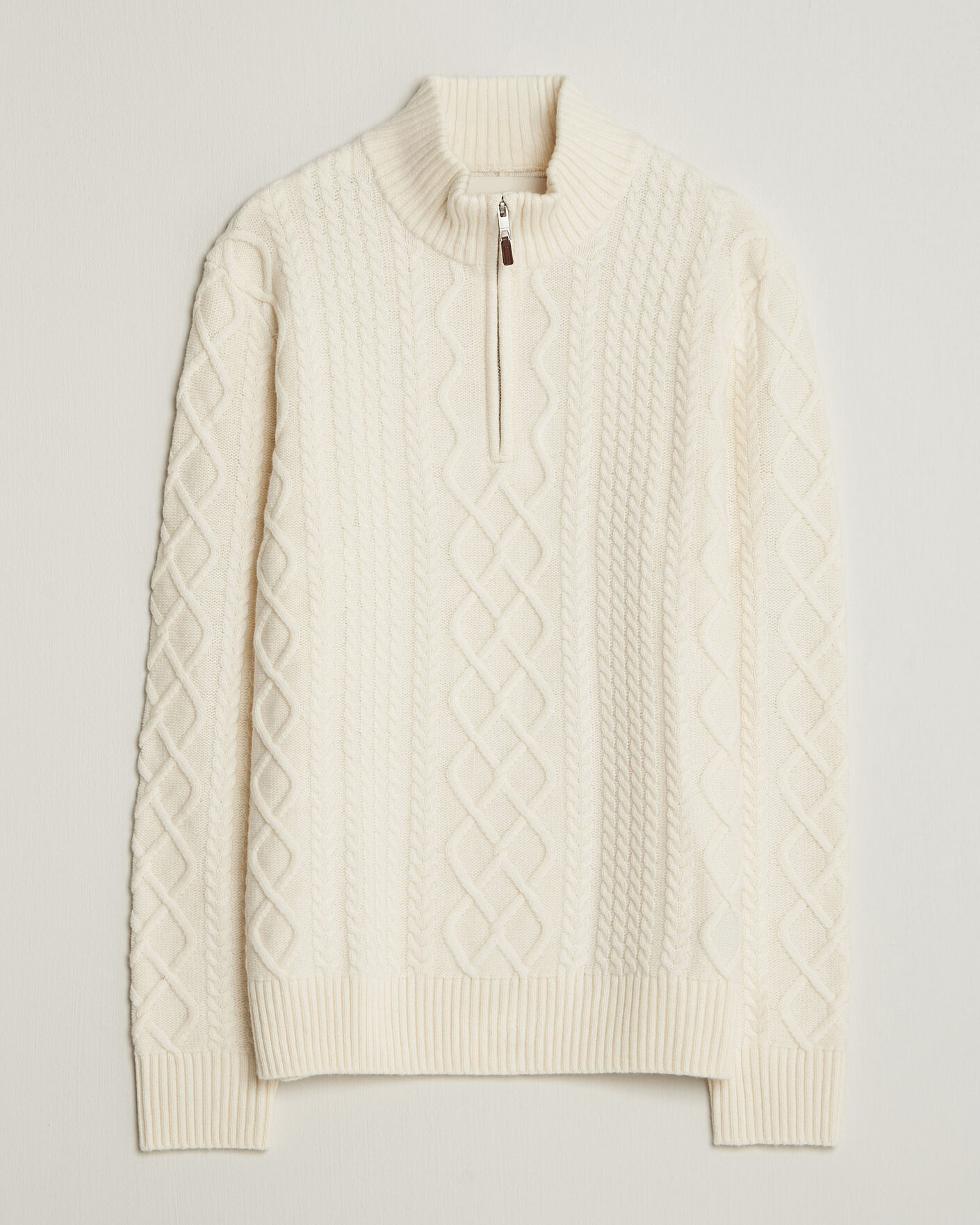 Herre | Trøjer | Gant | Wool Cable Knitted Half Zip Cream