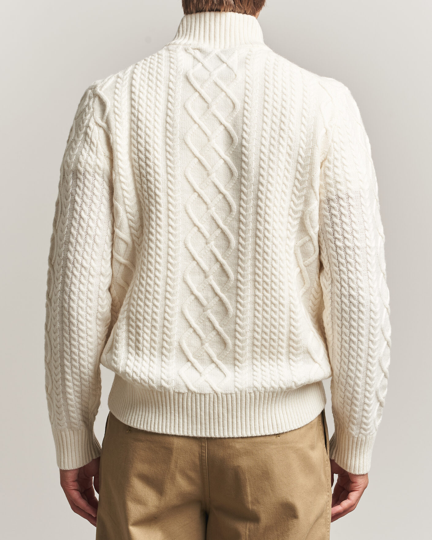 Herre | Trøjer | Gant | Wool Cable Knitted Half Zip Cream