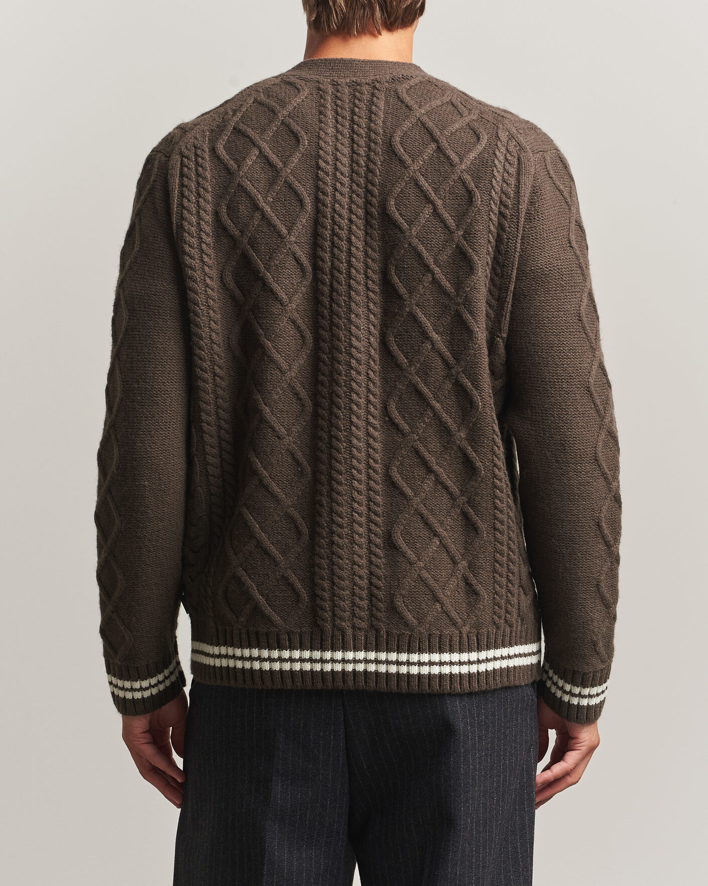 Herre | Trøjer | Gant | Wool Cable Knitted Cardigan Shadow Brown