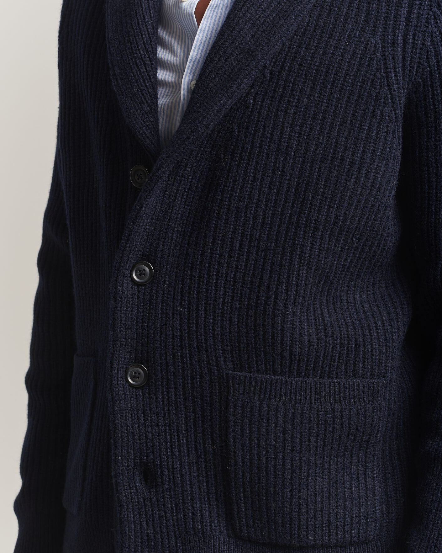 Herre | Trøjer | Gant | Wool/Cotton Ribbed Shawl Collar Cardigan Evening Blue