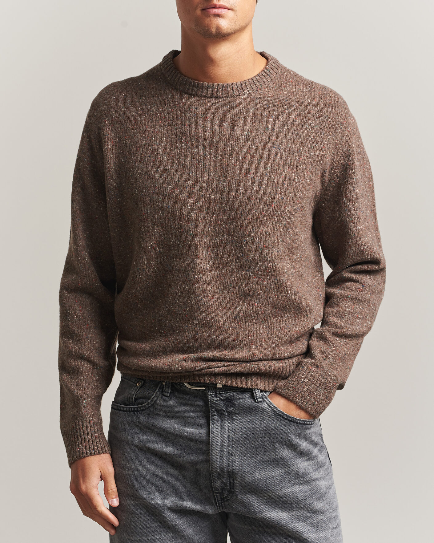 Herre | Trøjer | Gant | Neps Wool Crew Neck Sweater Faded Taupe