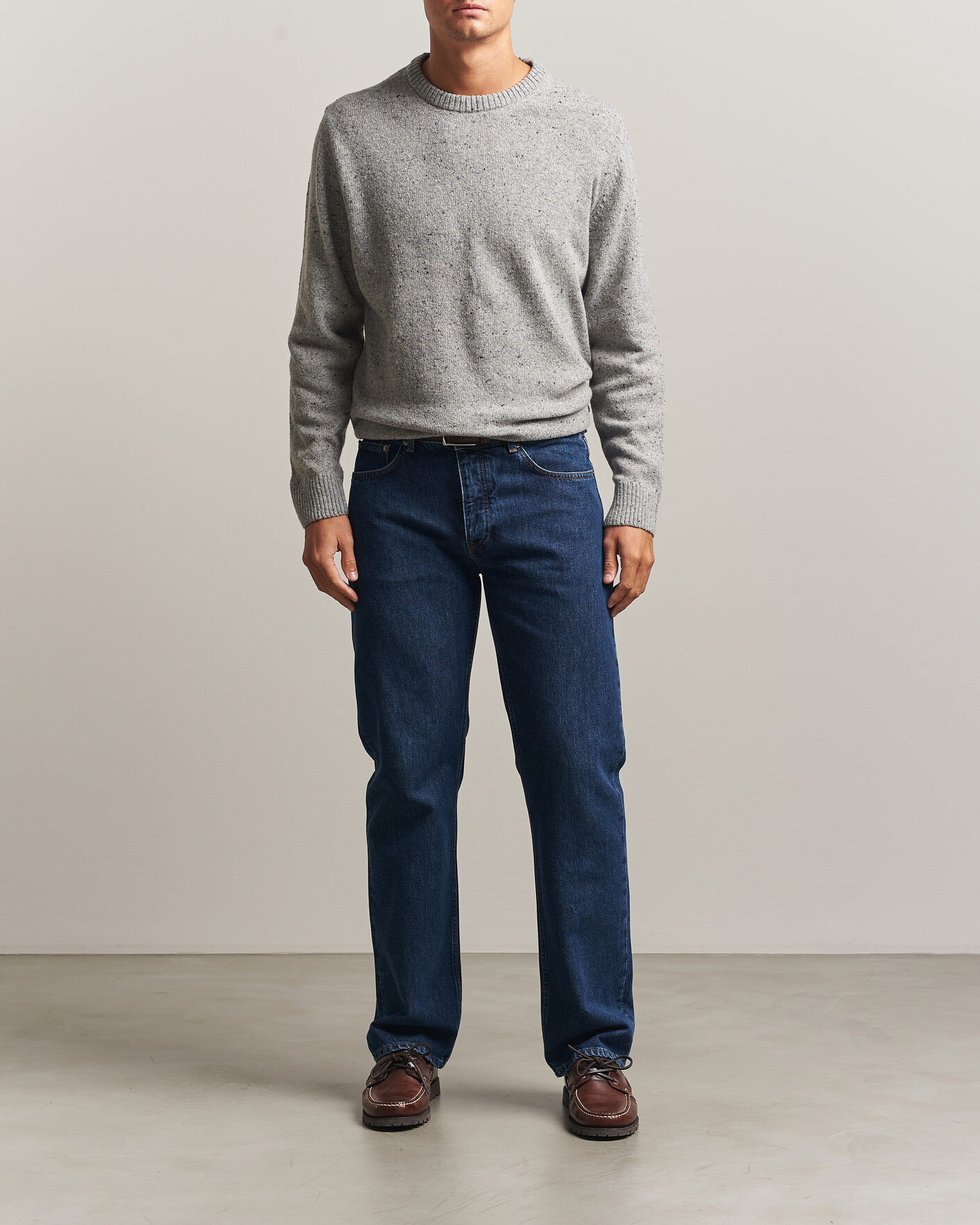 Herre | Trøjer | Gant | Neps Wool Crew Neck Sweater Grey Melange