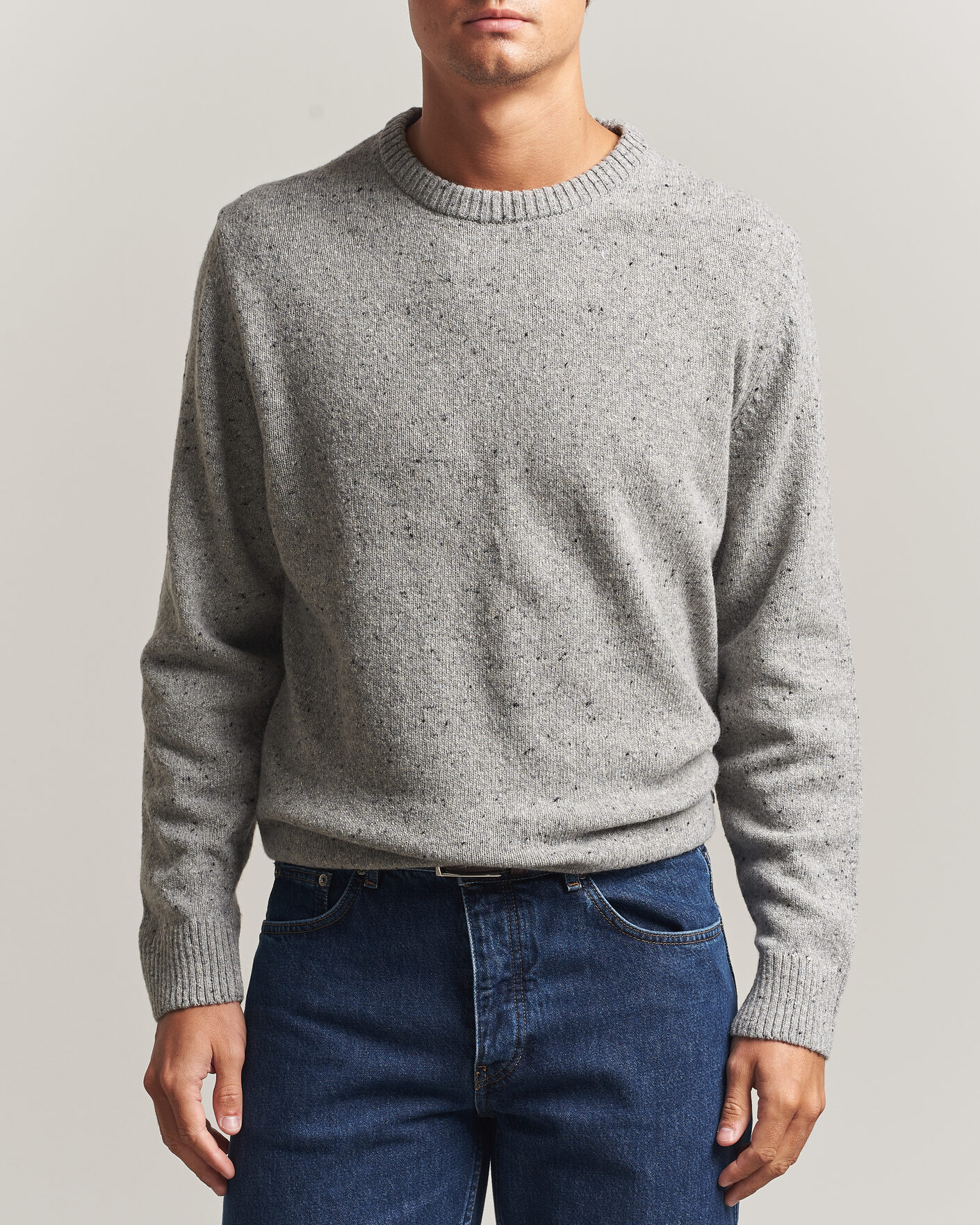 Herre | Trøjer | Gant | Neps Wool Crew Neck Sweater Grey Melange