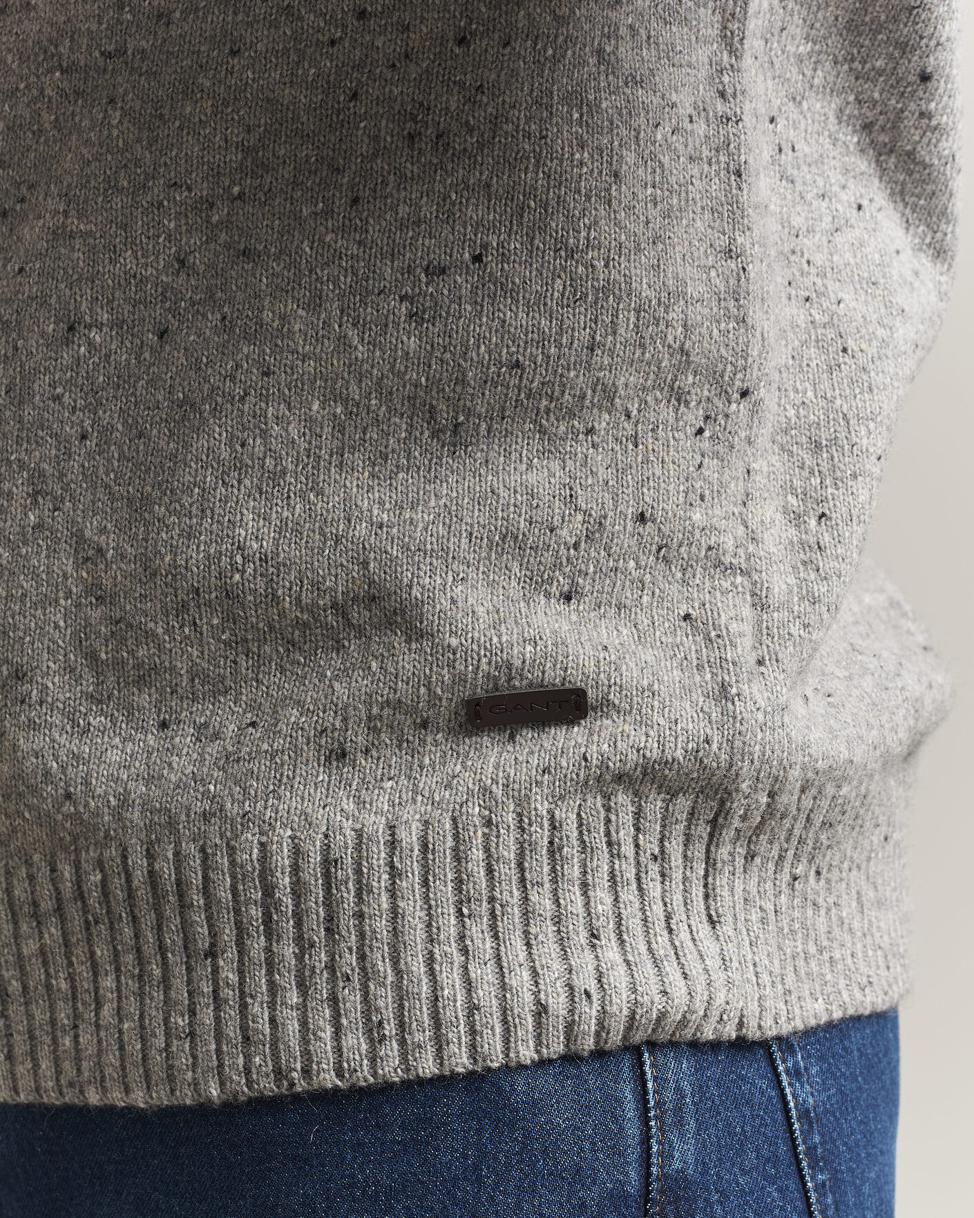 Herre | Trøjer | Gant | Neps Wool Crew Neck Sweater Grey Melange