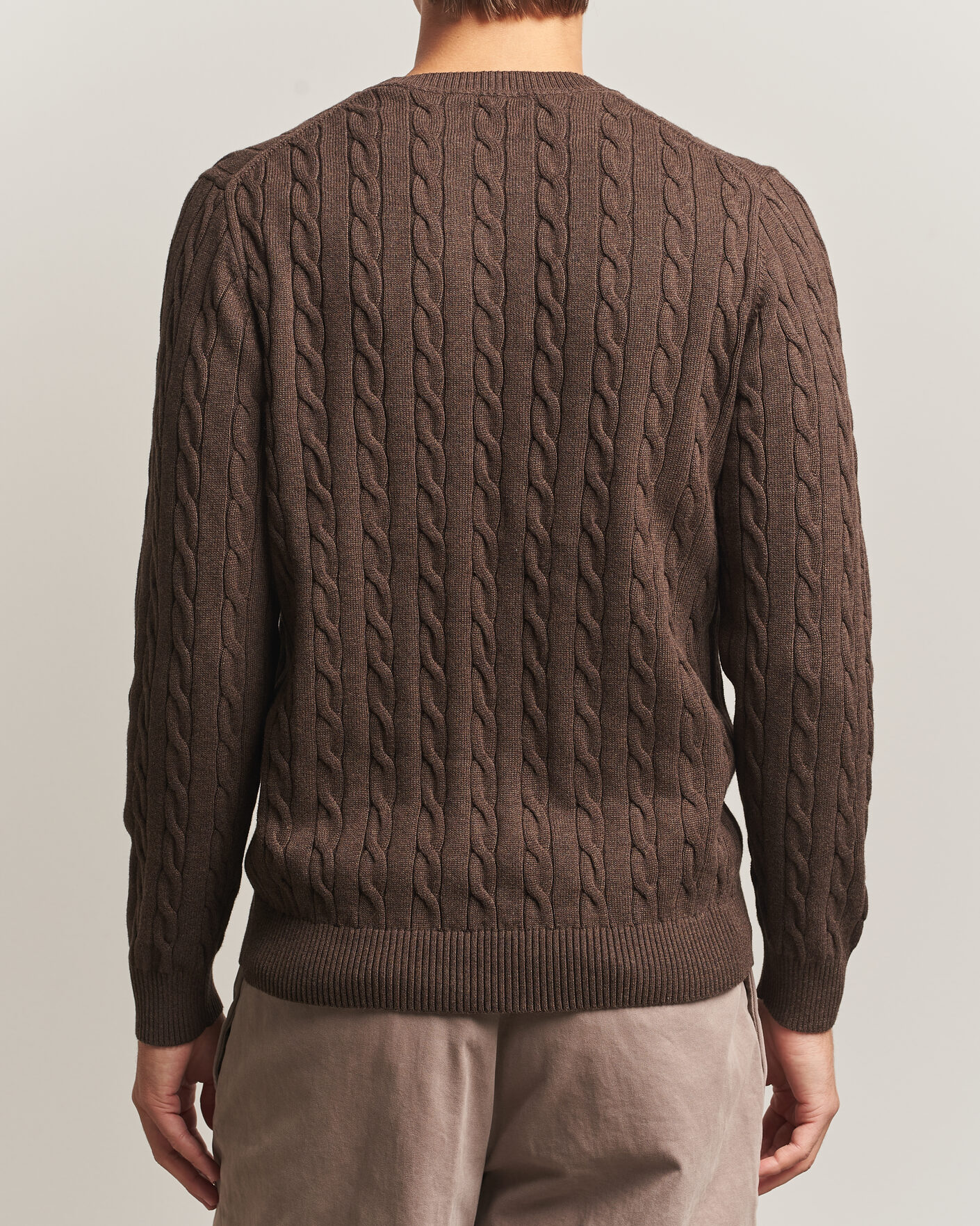Herre | Trøjer | Gant | Cotton Cable Crew Neck Black Brown Melange