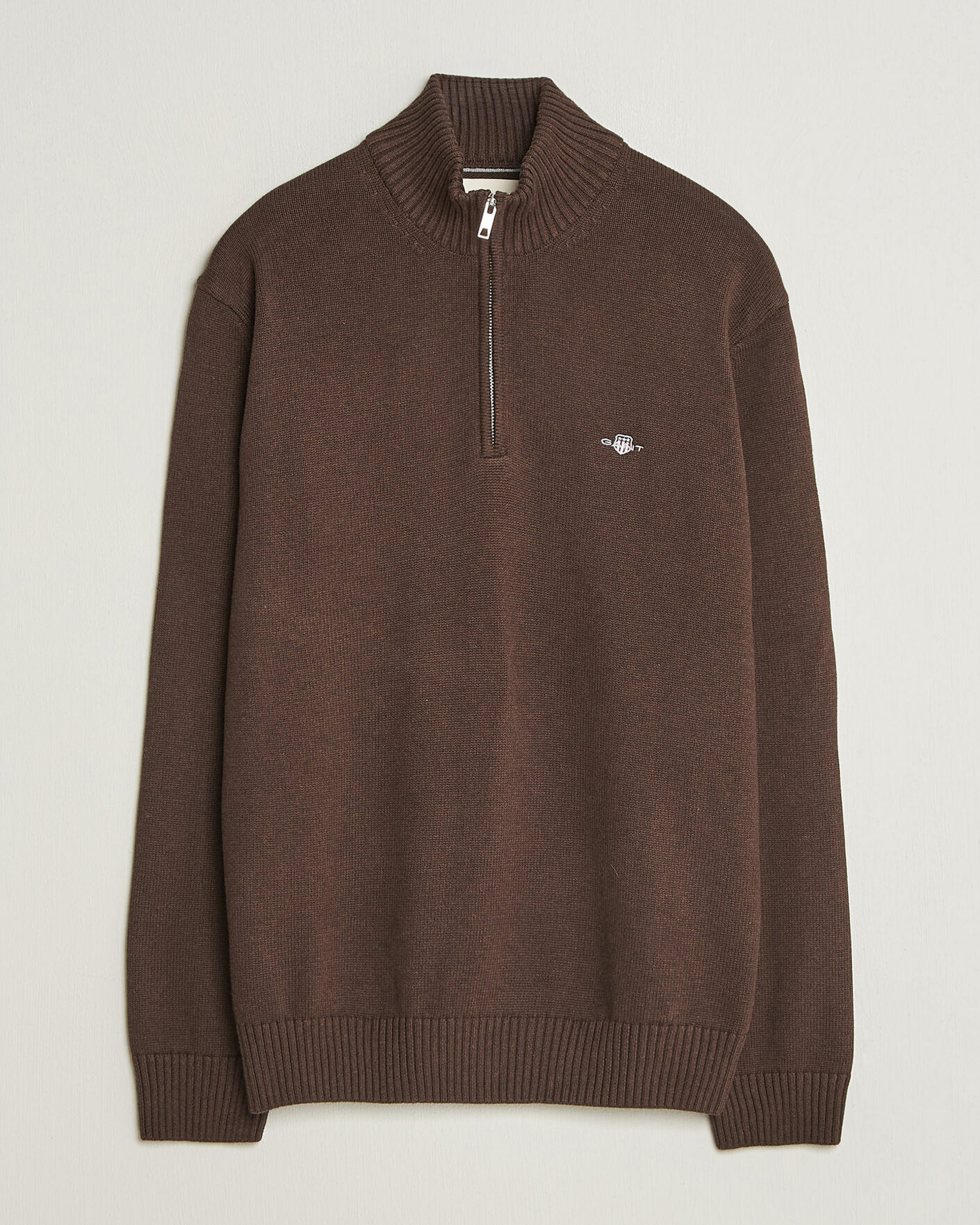 Herre | Trøjer | Gant | Casual Cotton Half Zip Black Brown Melange