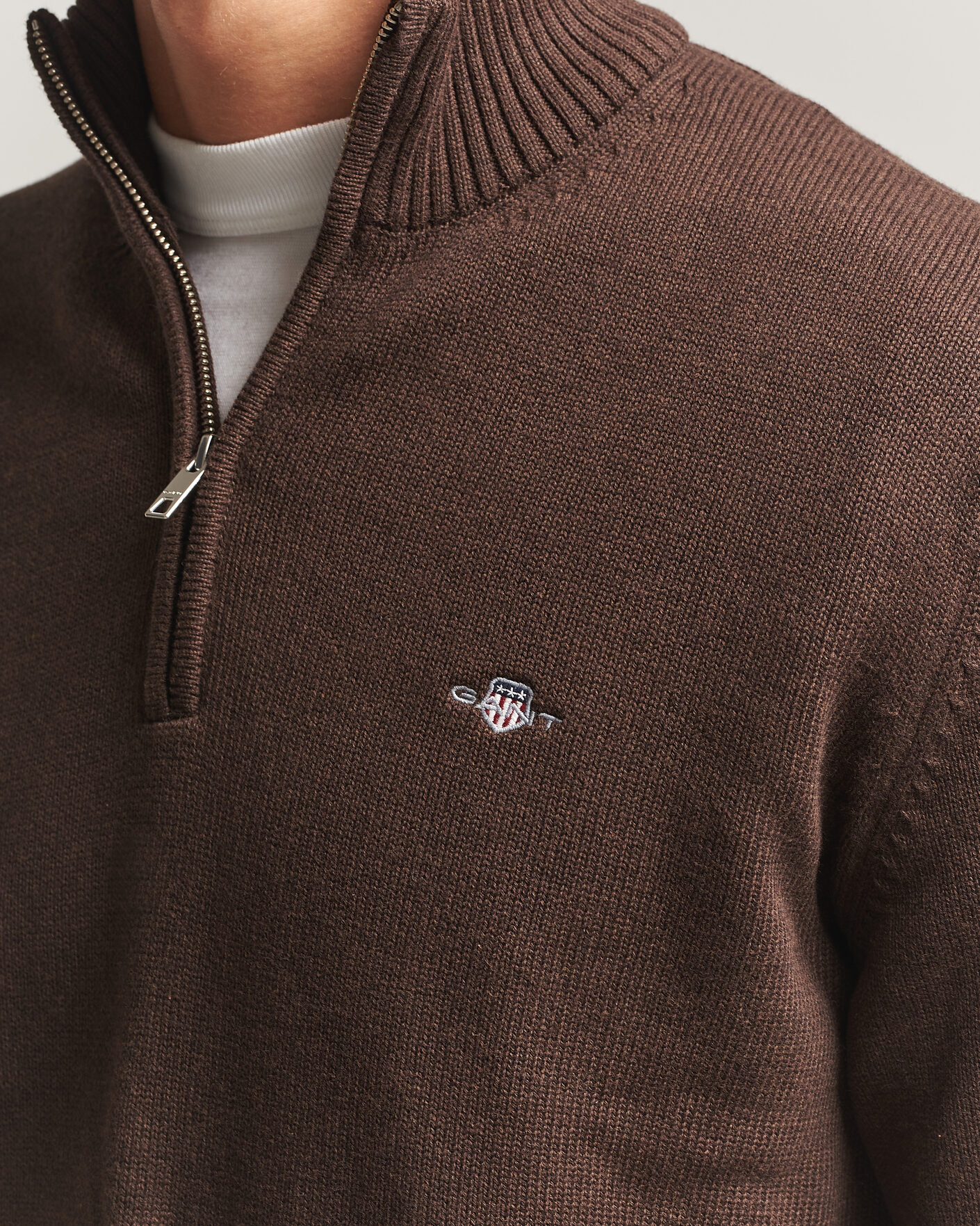 Herre | Trøjer | Gant | Casual Cotton Half Zip Black Brown Melange