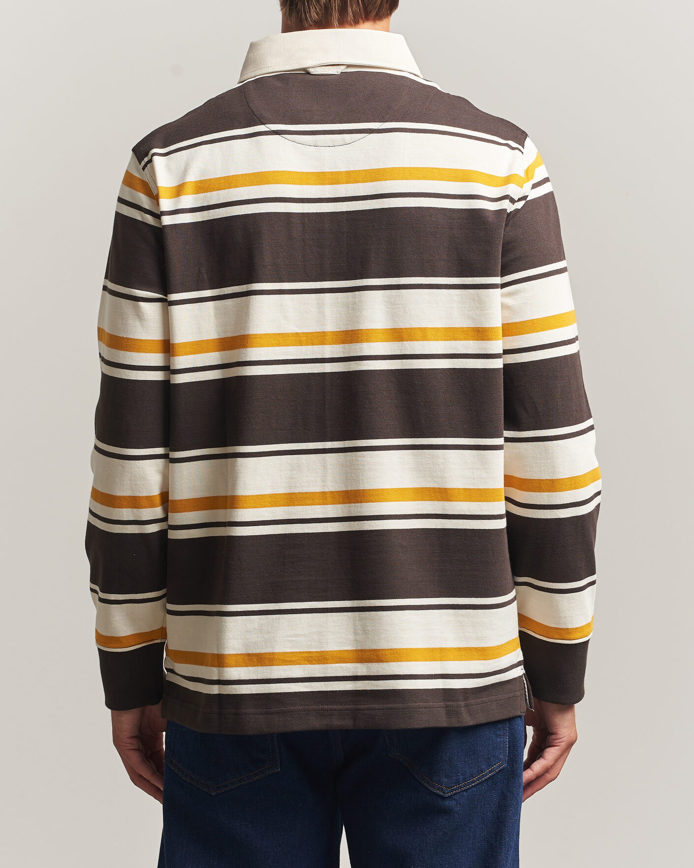 Herre | Trøjer | Gant | Striped Heavy Rugger Charred Wood Brown