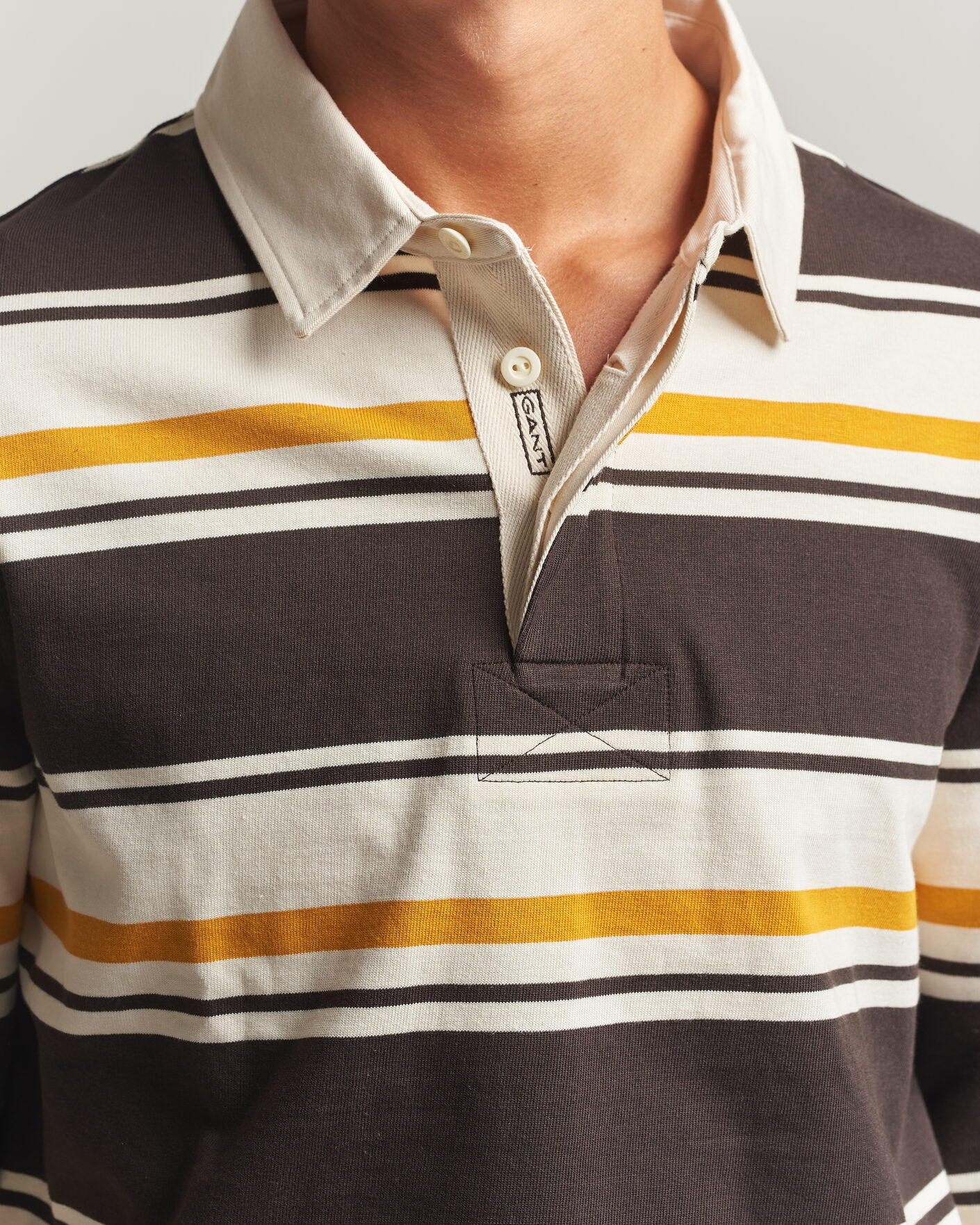 Herre | Trøjer | Gant | Striped Heavy Rugger Charred Wood Brown