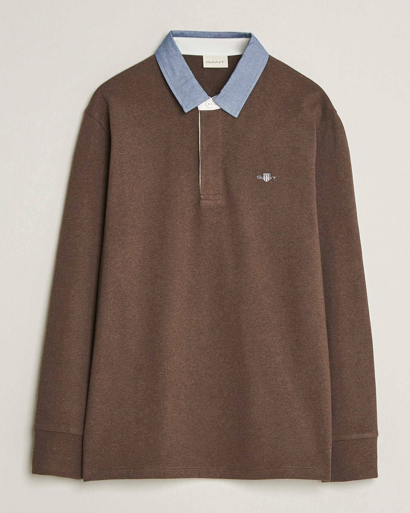 Herre | Trøjer | Gant | Chambray Solid Heavy Rugger Black Brown Melange
