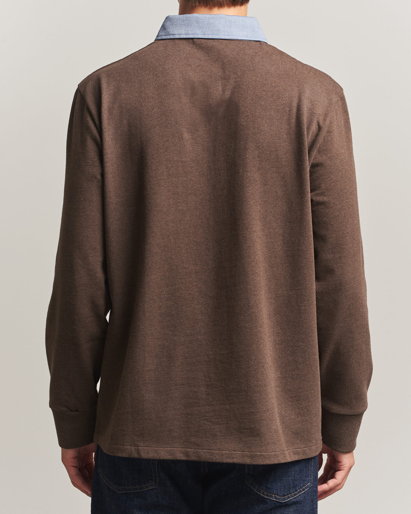 Herre | Trøjer | Gant | Chambray Solid Heavy Rugger Black Brown Melange