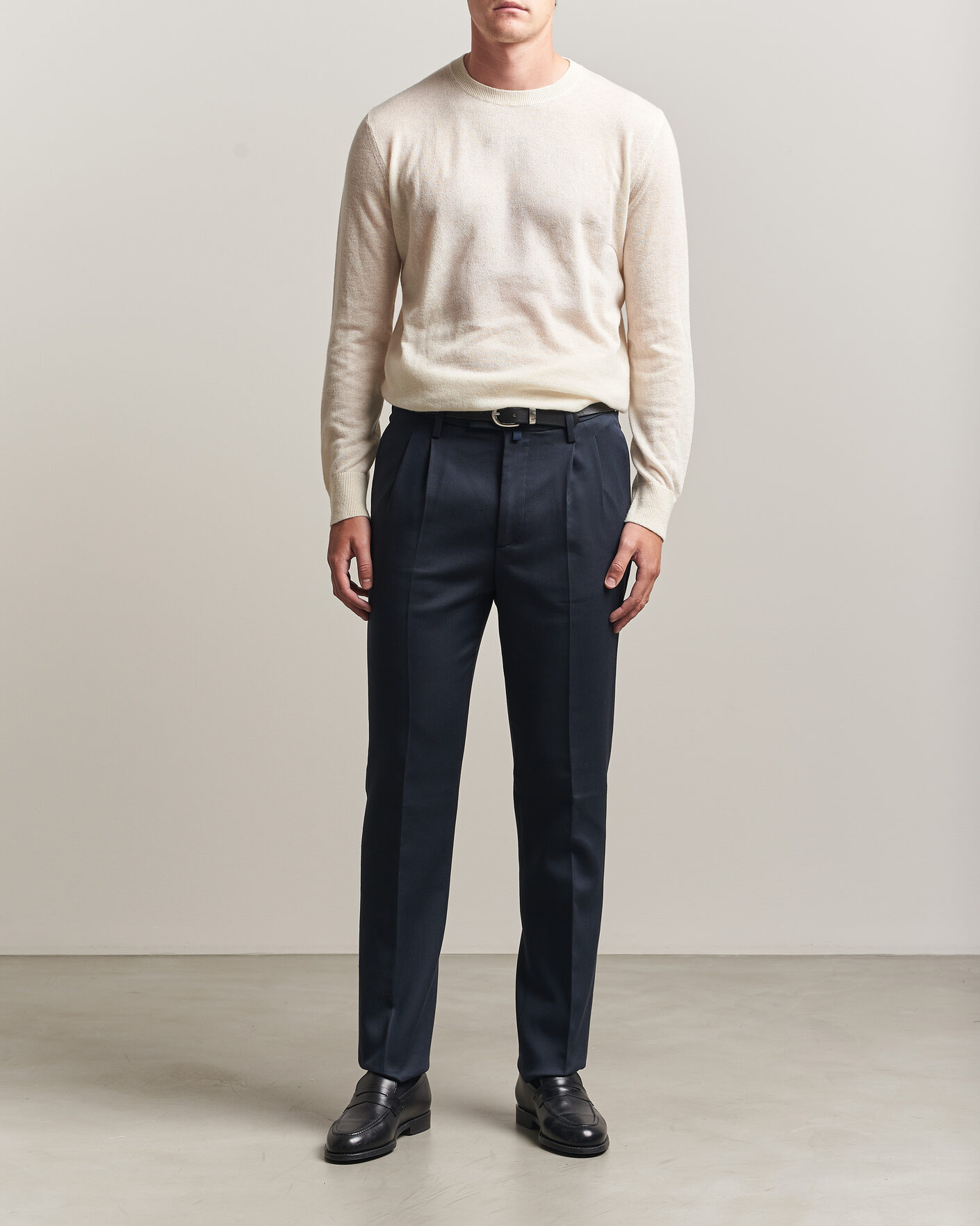 Herre | Bukser | Jacob Cohën | Lucas Pleated Cotton Gabardine Trousers Navy