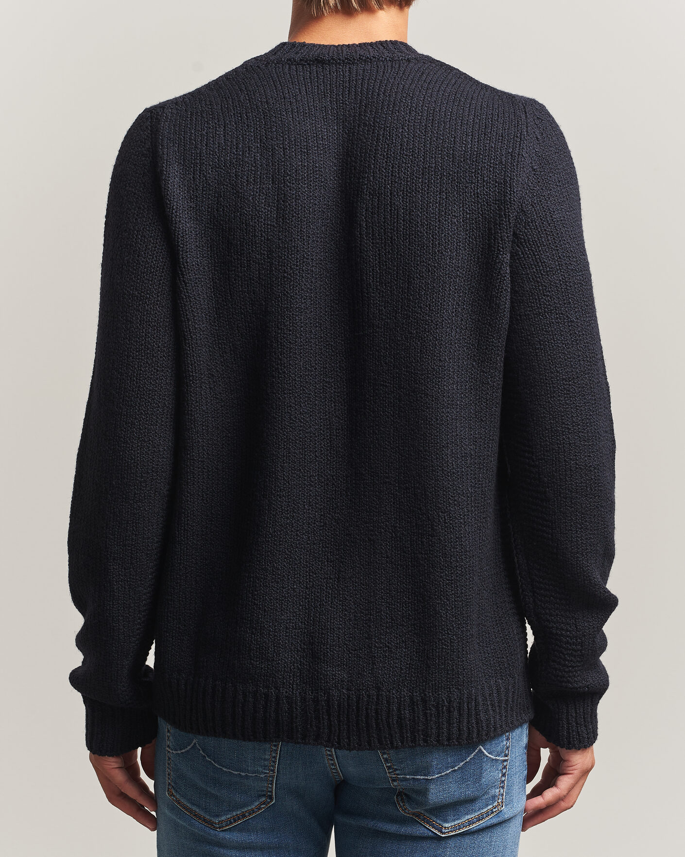 Herre | Trøjer | Jacob Cohën | Muffled Virgin Wool Link Stitch Sweater Navy