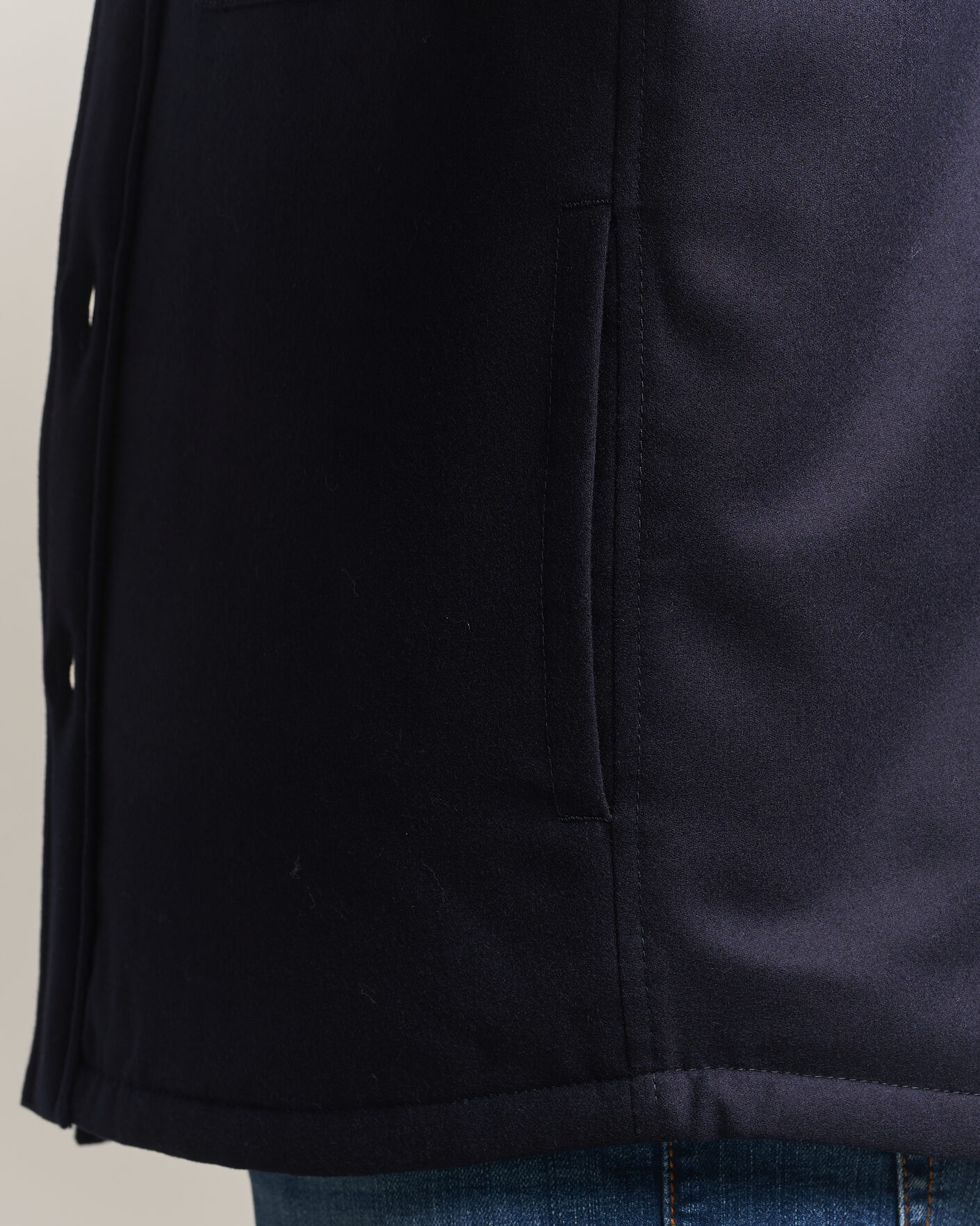 Herre | Jakker | Jacob Cohën | Wool Flannel Eco Fur Lined Shirt Jacket Navy
