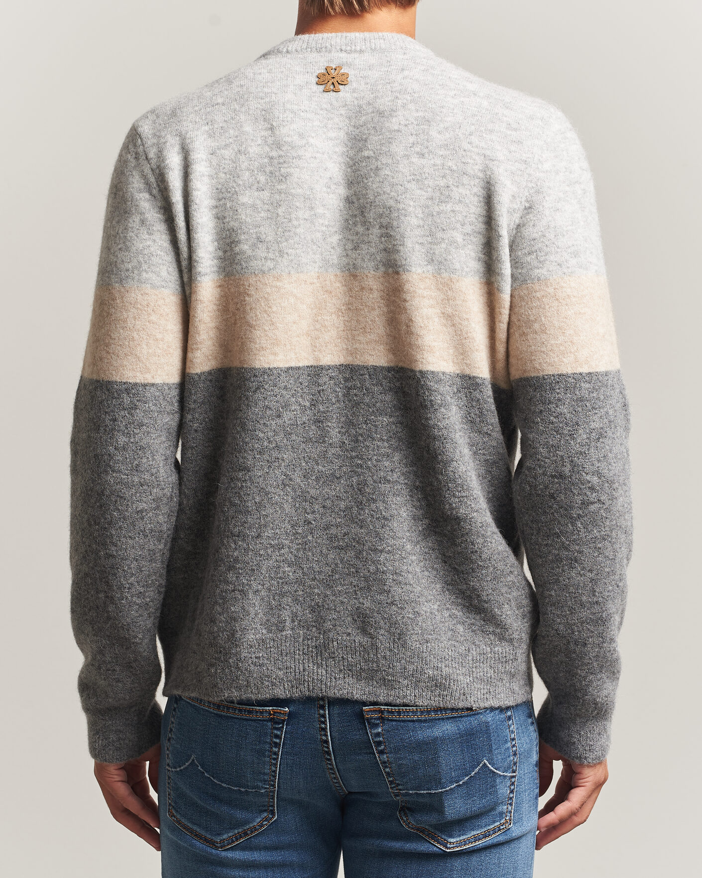 Herre | Trøjer | Jacob Cohën | Embroidery Knitted Apres-Ski Crew Neck Grey
