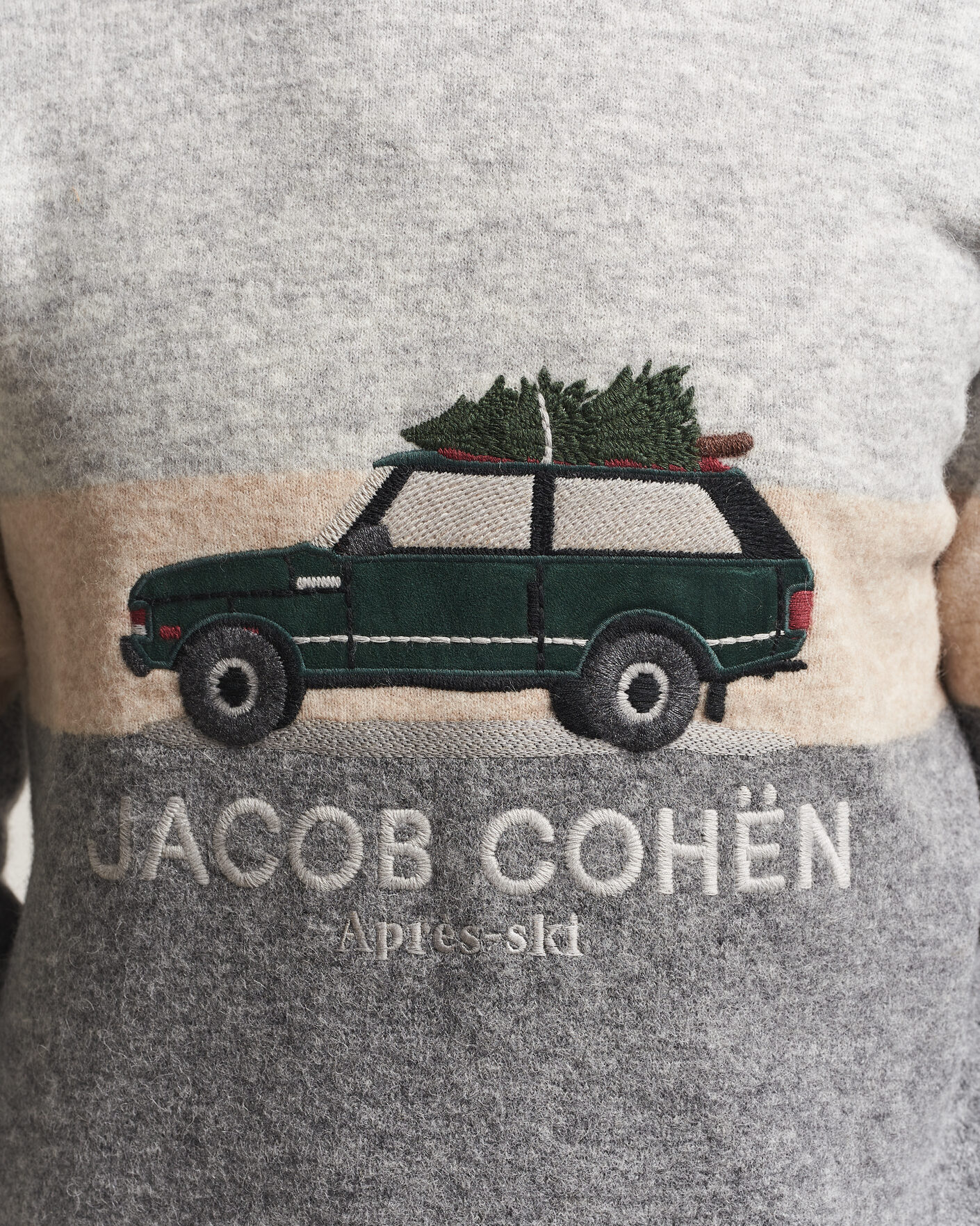 Herre | Trøjer | Jacob Cohën | Embroidery Knitted Apres-Ski Crew Neck Grey