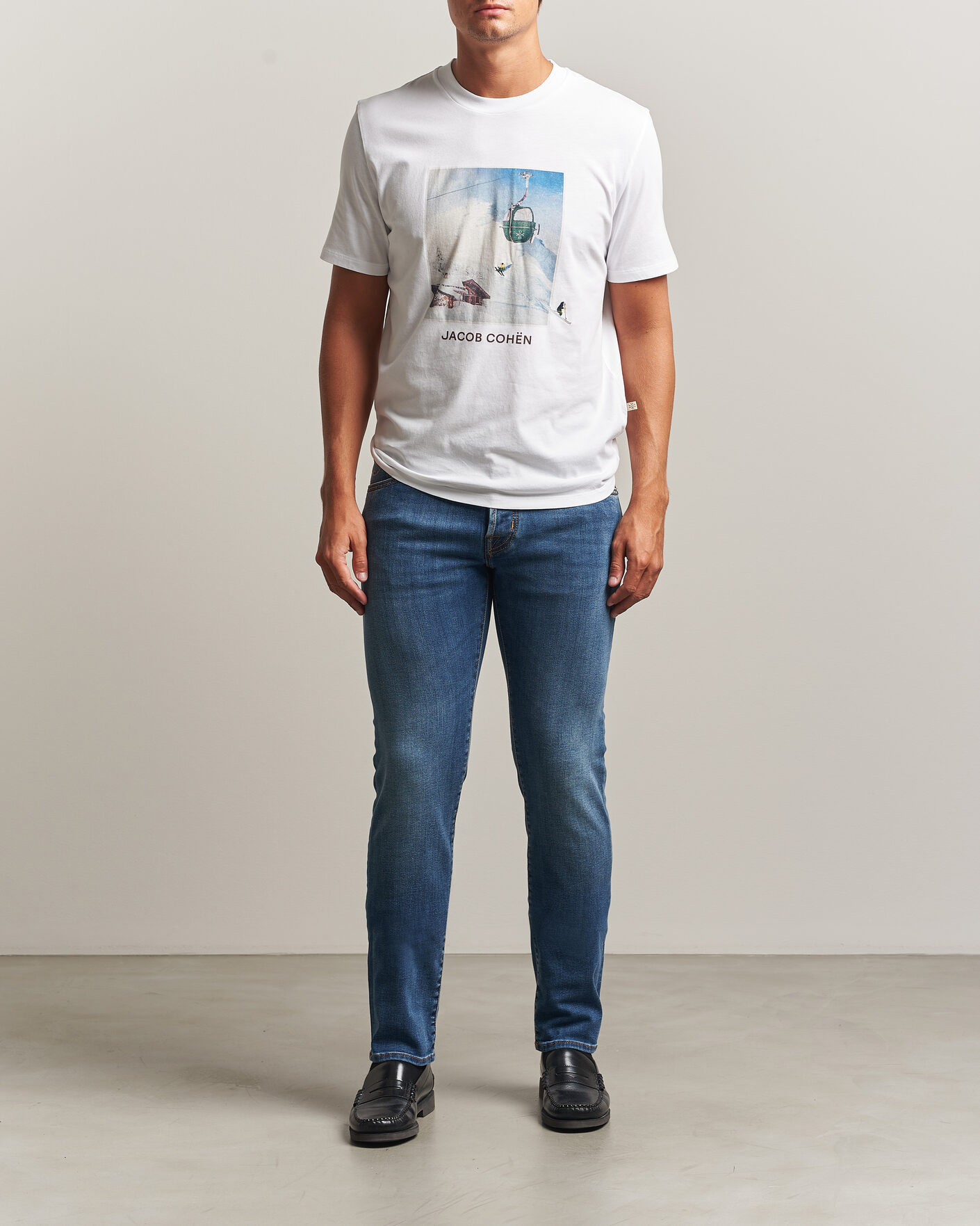 Herre | T-Shirts | Jacob Cohën | Apres Ski Printed T-Shirt White