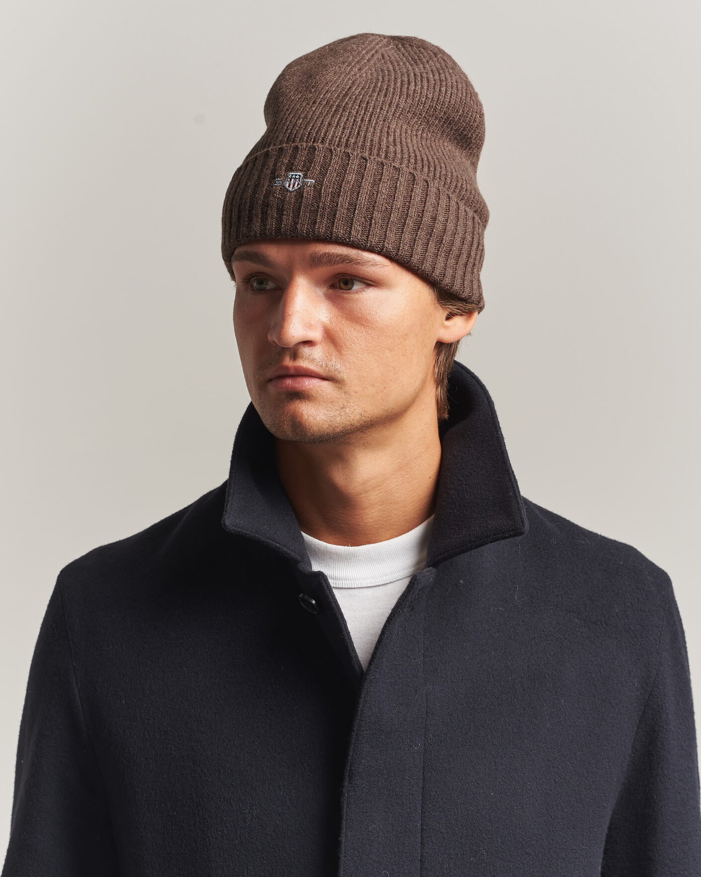 Herre | Huer | Gant | Wool Beanie Shadow Brown