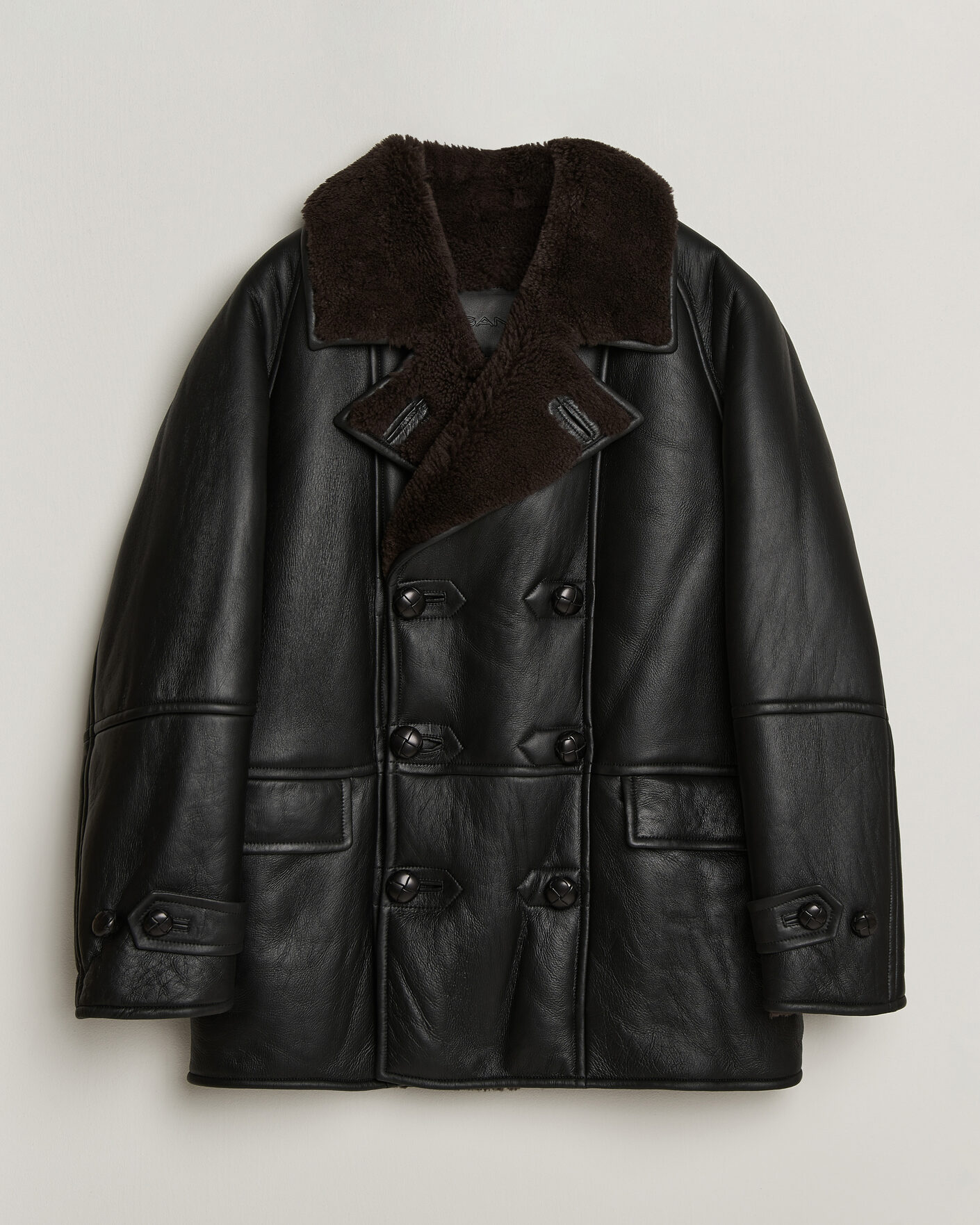 Herre | Jakker | Gant | Shearling Leather Peacoat Black