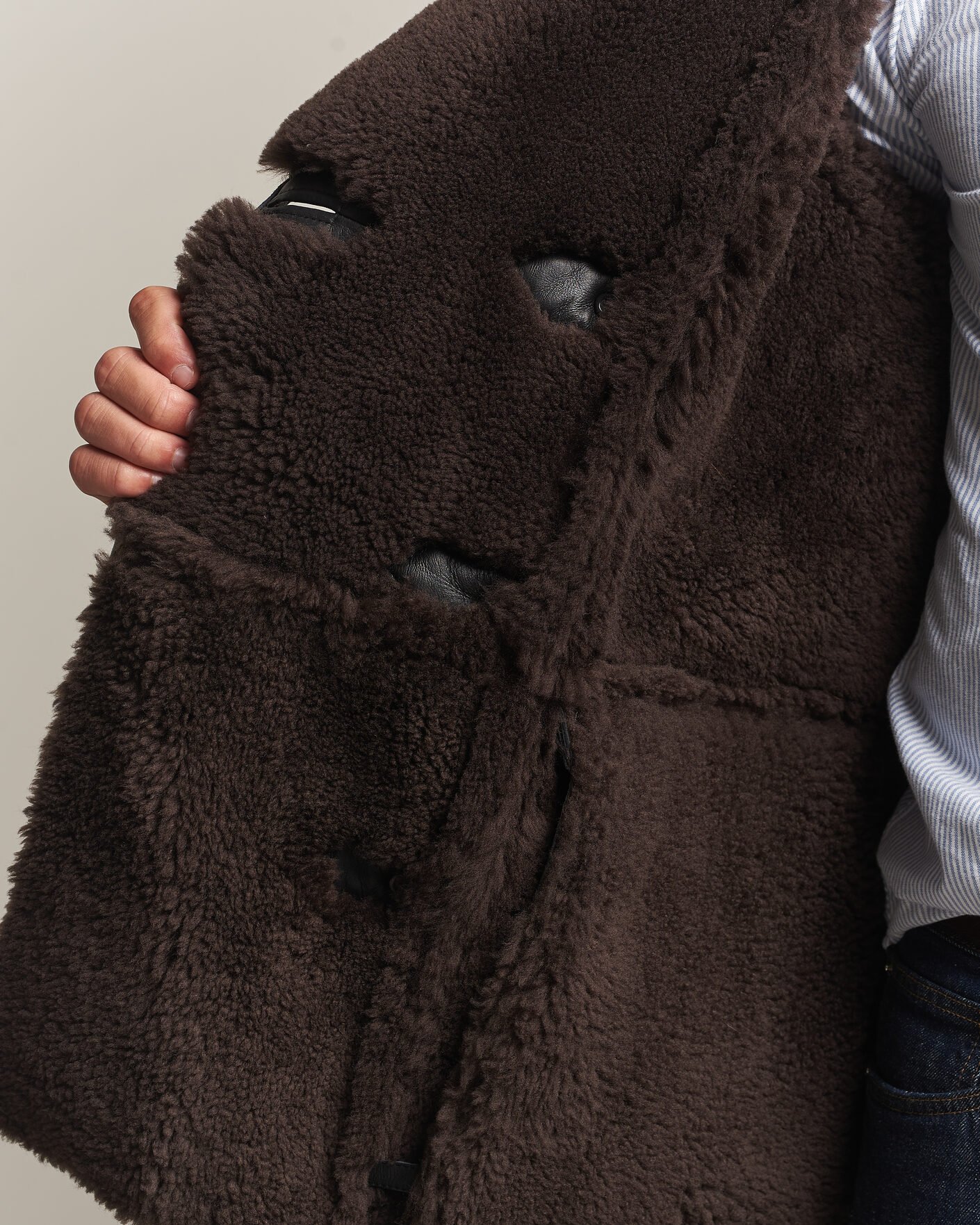 Herre | Jakker | Gant | Shearling Leather Peacoat Black