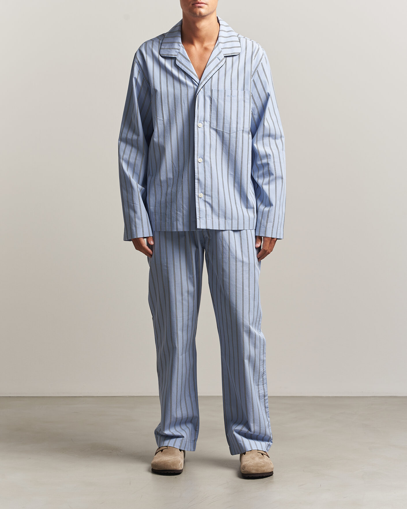 Herre | Pyjamas & Morgenkåber | Gant | Poplin Striped Pyjama Set Light Blue